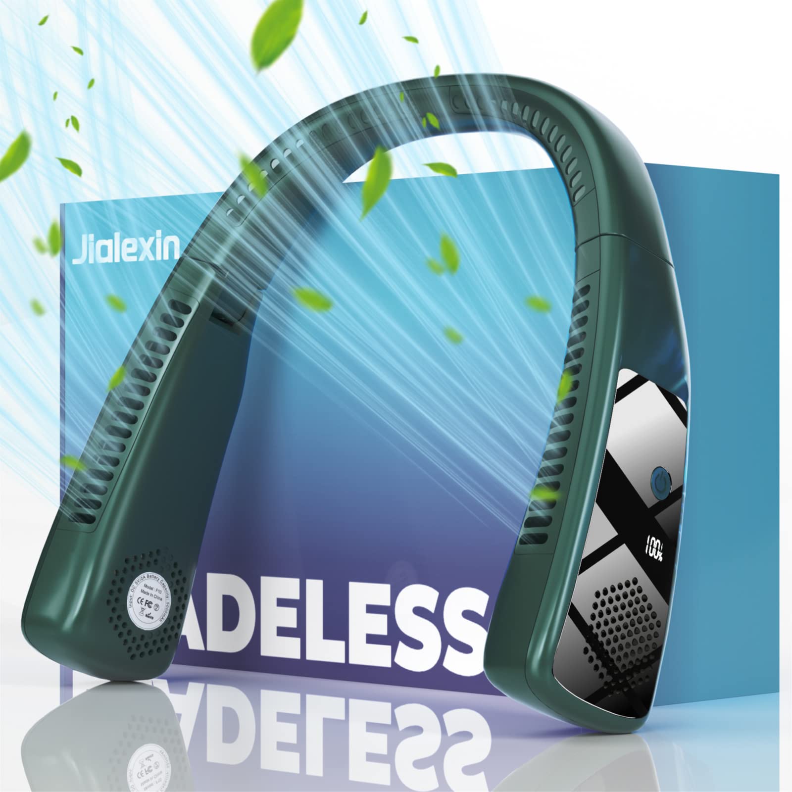 Jialexin Portable Neck Fan, Bladeless Neck Fan with LED Display, 5000 mAh u0026  3 Speeds, Neck Fan for Womenu0026Men, Neck Fan Usb Rehargeable for Travel  Sports Outdoor Indoor (Green) : Amazon.co.uk: Home