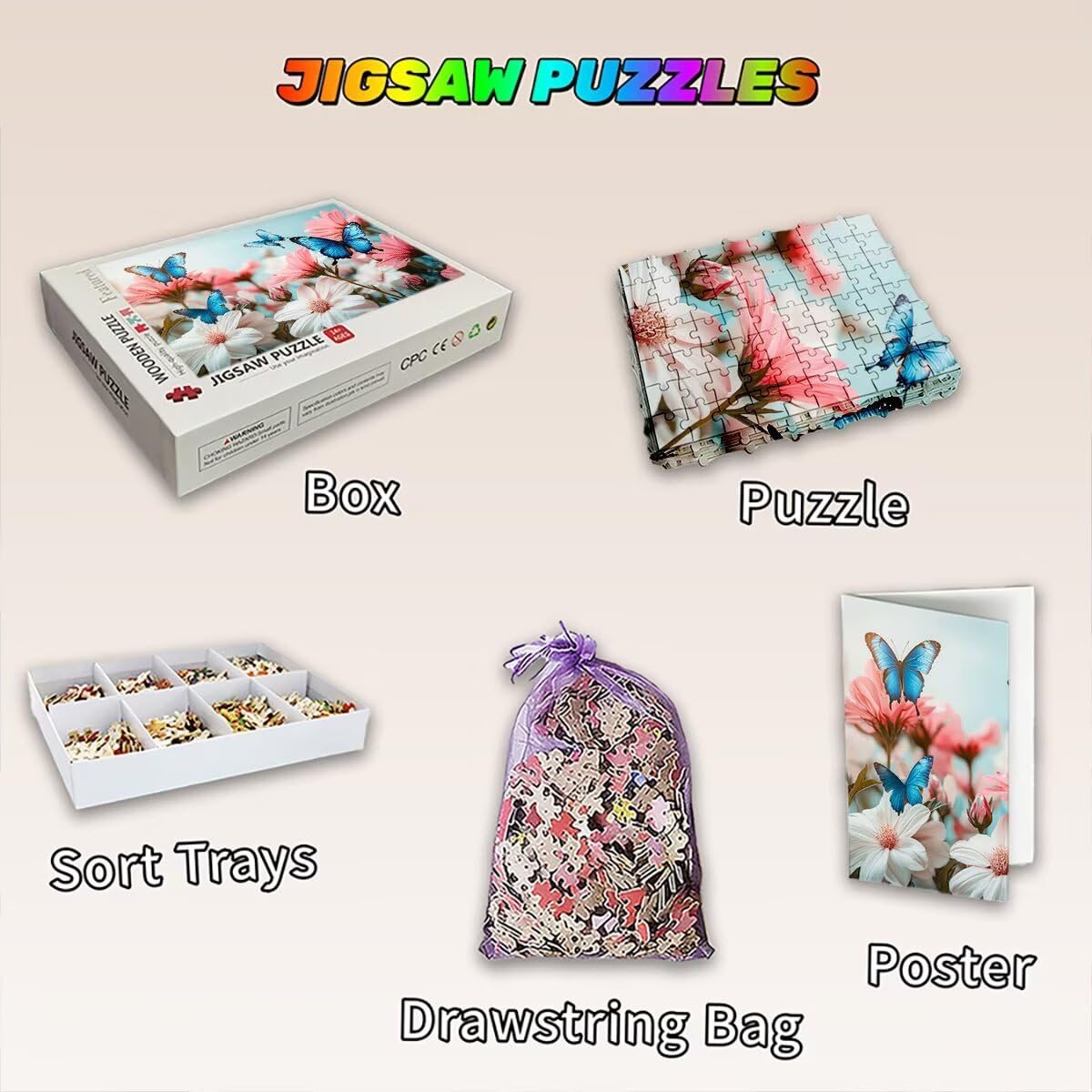 Puzzle 2000 elementów kwiat, puzzle motyl dla dorosłych, klasyczne puzzle gry edukacyjne do aktywności rodzinnej, najwyższej jakości drewniane puzzle z pudełkiem na prezent dla mężczyzny, prezent dla