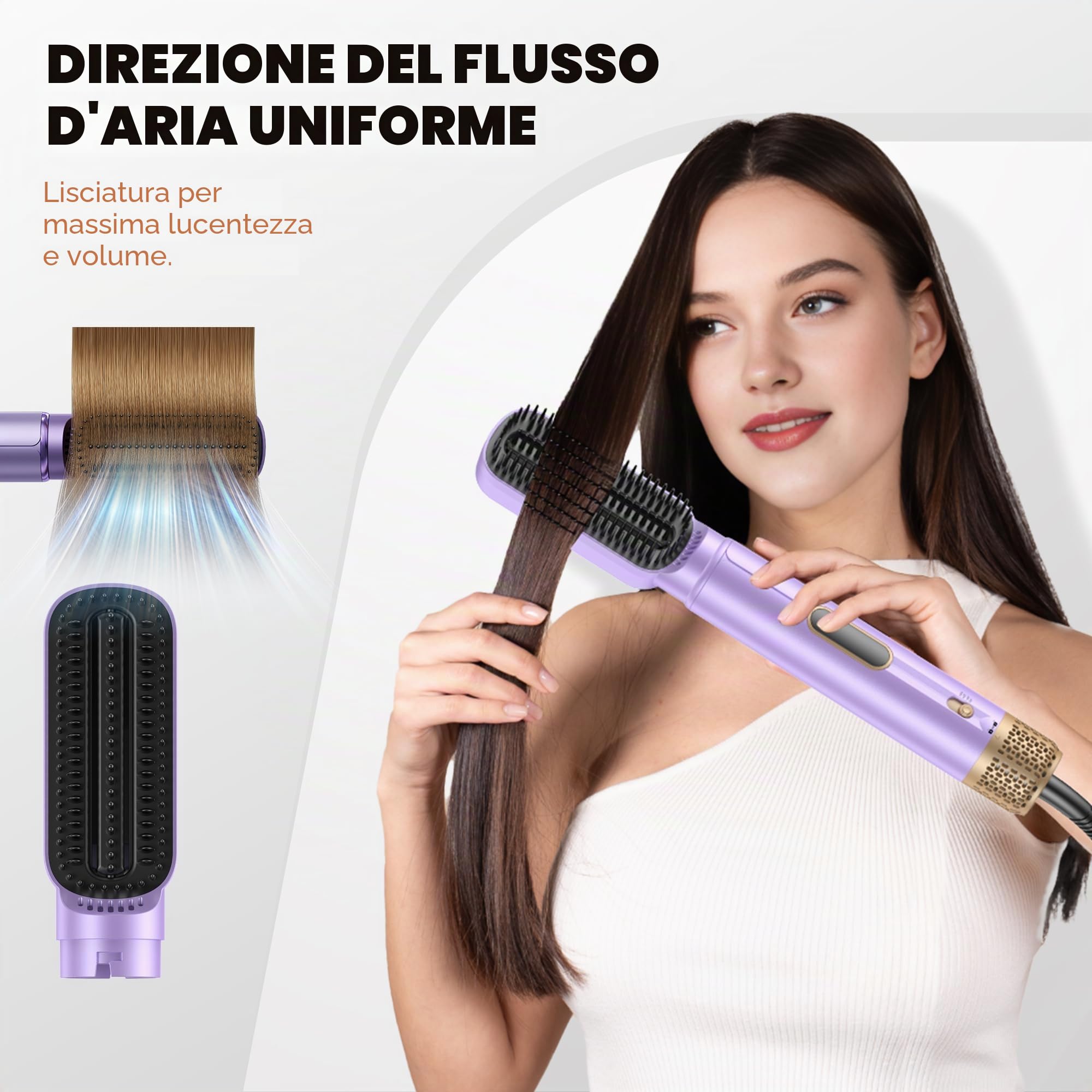 UMIGA Airstyler 5 in 1 Set, Pro Air Brush Hairstyler Spazzola asciugacapelli ionica con arricciacapelli ad aria calda da 30mm | Hairstyler 1000W Asciugacapelli Spazzola ad aria calda Phon per Volume
