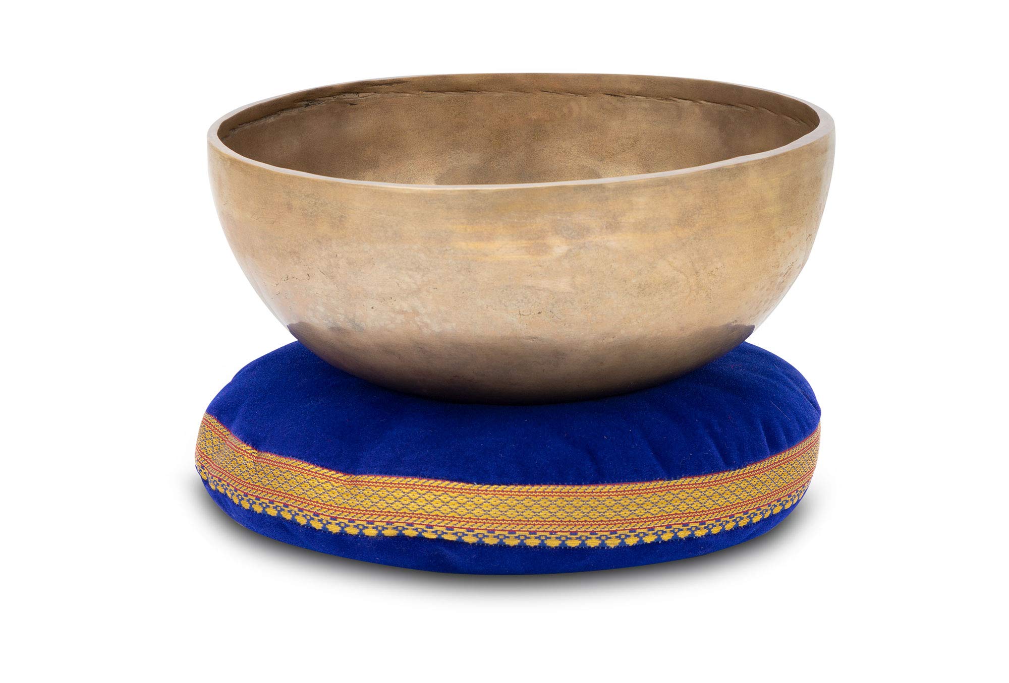 Set Campana Tibetana XDrum Omshanti 22 cm con Cuscino, Diametro: ca. 22 cm | Fatta a mano in India, Materiale: lega di ottone, Peso: ca. 1500 g, Colore: oro, Ideale come base per campana tibetana