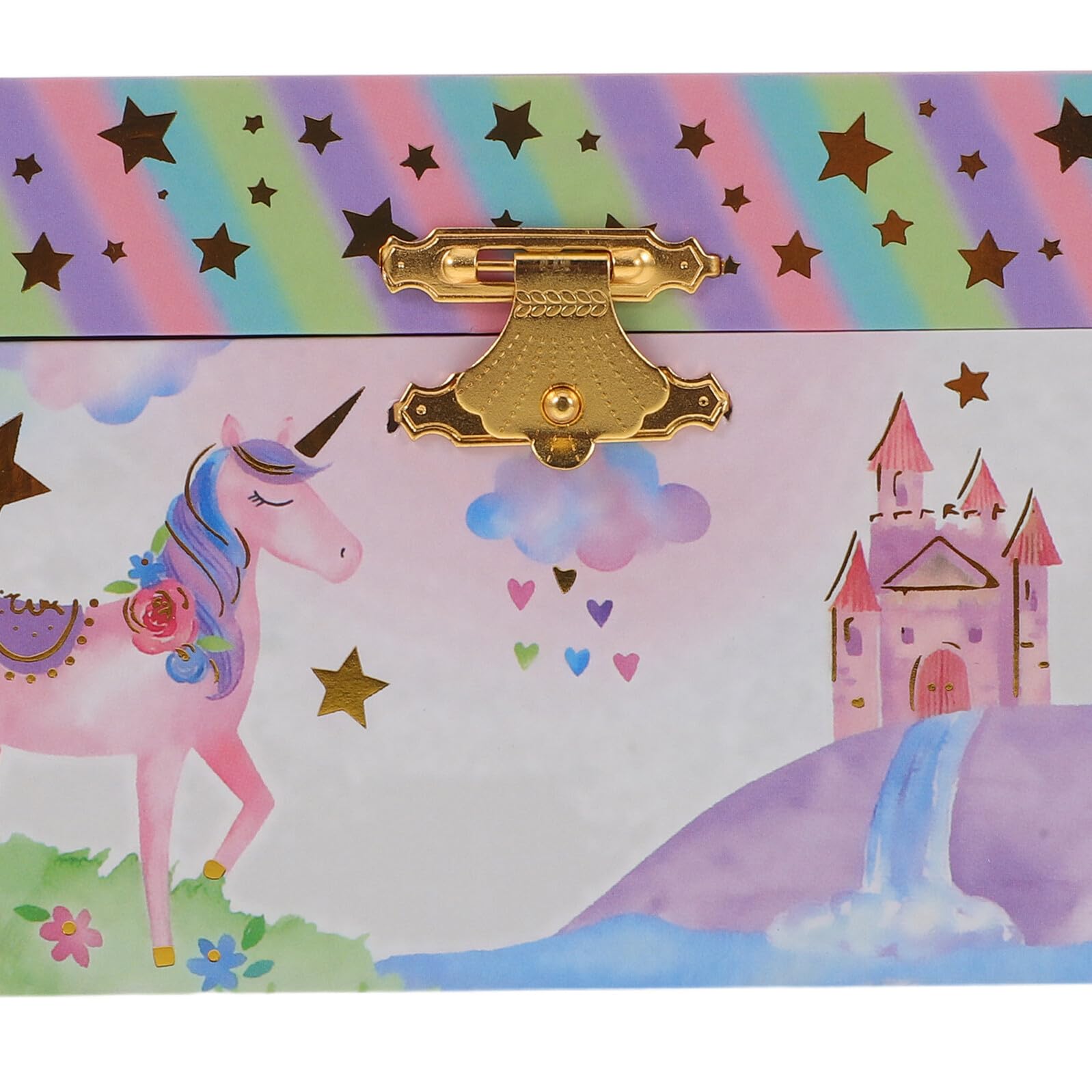 SUPVOX Joyero Musical Infantil con Compartimentos Múltiples de Unicornio Caja Decorativa de Madera y Metal Obsequio de Cumpleaños para Habitación de Niñas