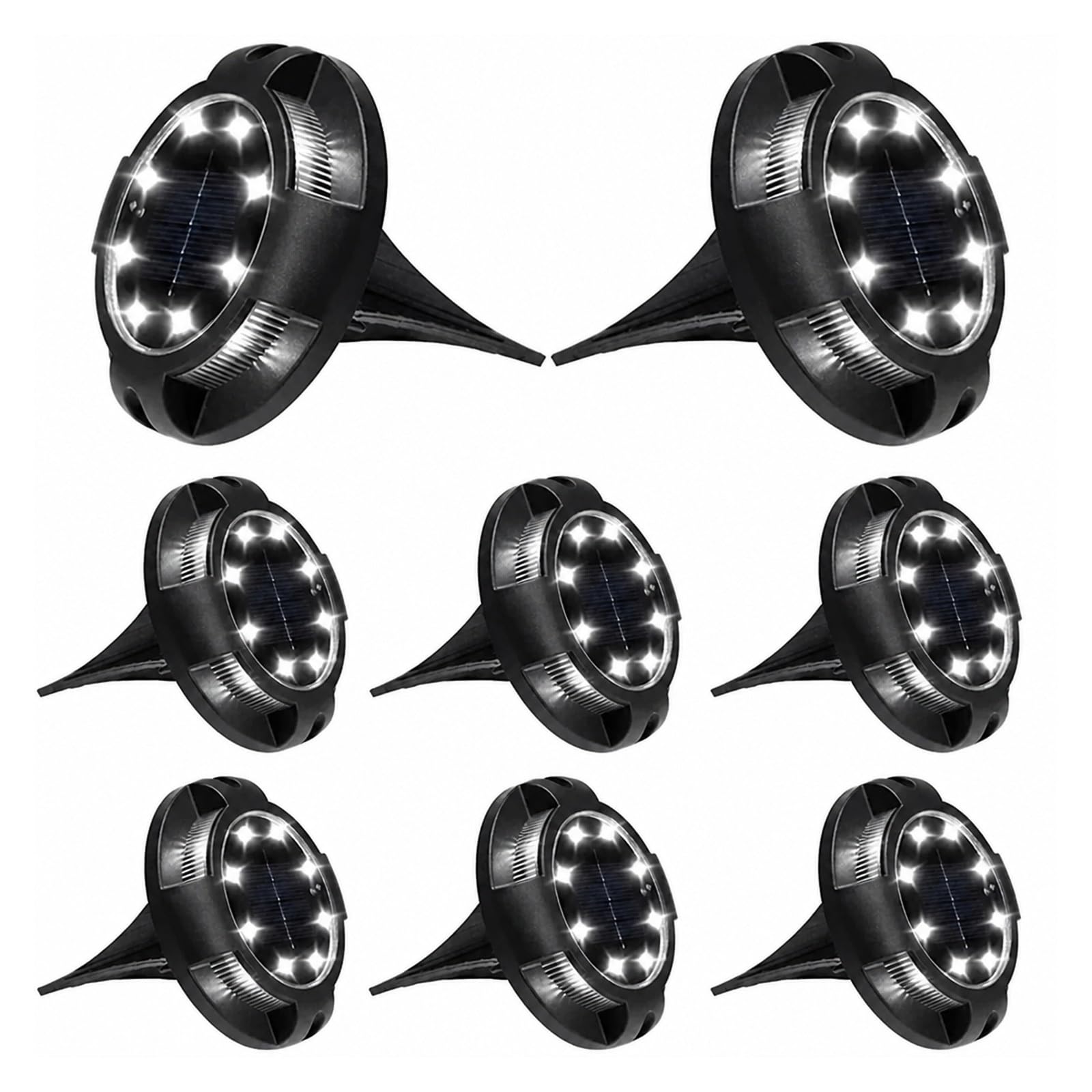 AMRTTWY In Ground Lights, 12LED Solar Power Disk Light Outdoor Garden(White Side-White)