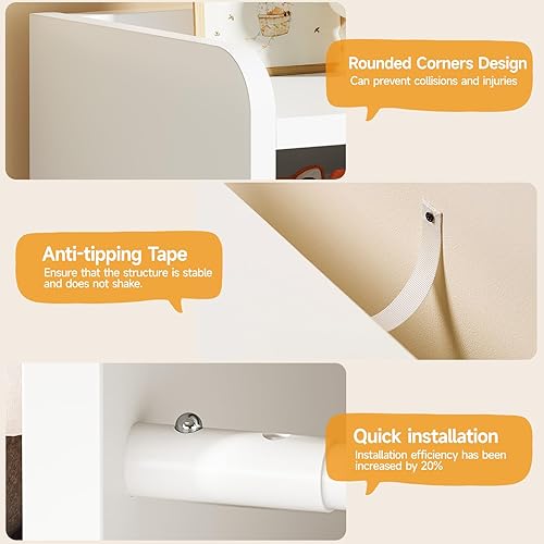 Miniatura 7 de ONBRILL Organizador de almacenamiento de juguetes con 6 contenedores de plástico extraíbles, almacenamiento de animales de peluche para niños