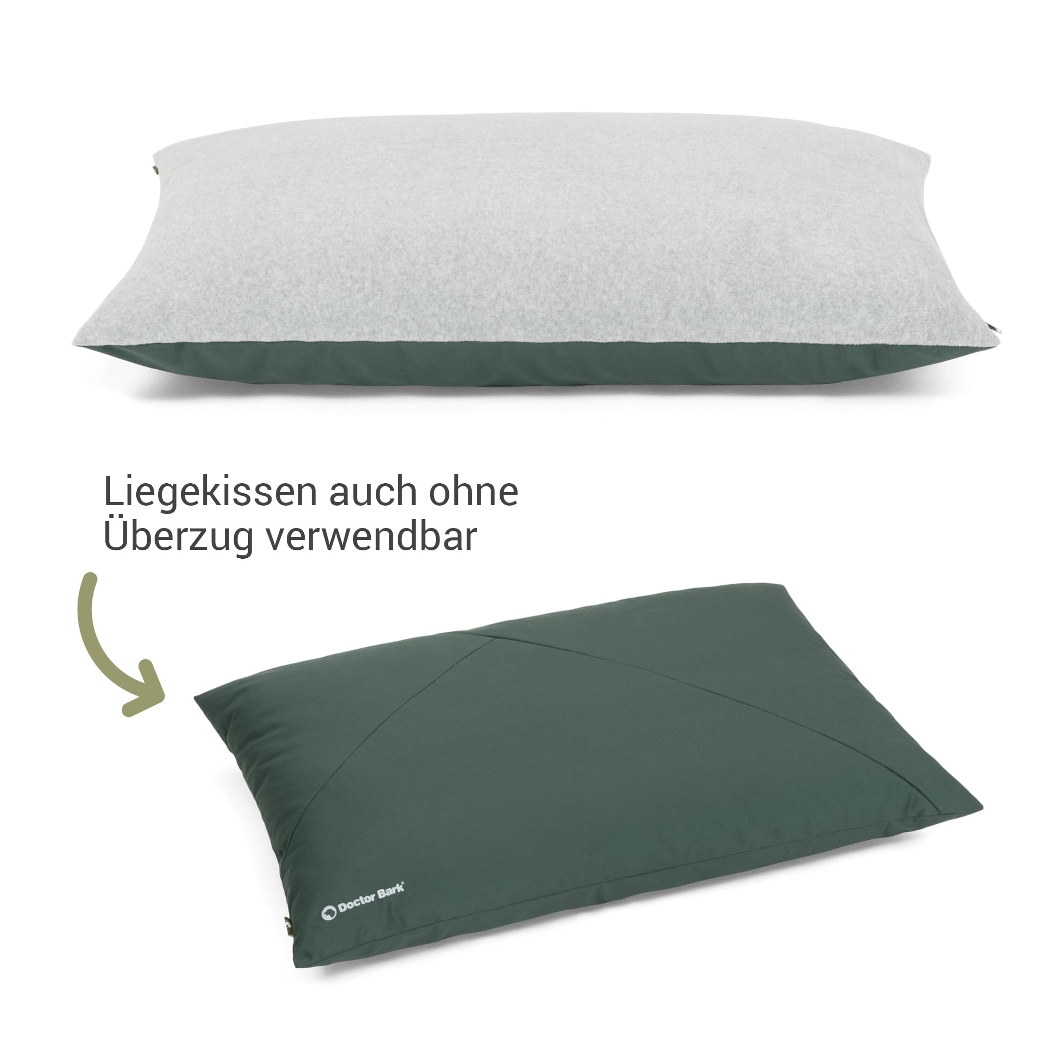 Doctor Bark Country Hundekissen Große Hunde Waschbar - Hundebett Weich - Liegekissen Kuschelig Pflegeleicht - GreenLabel (Country-Kissen - L, Grün)
