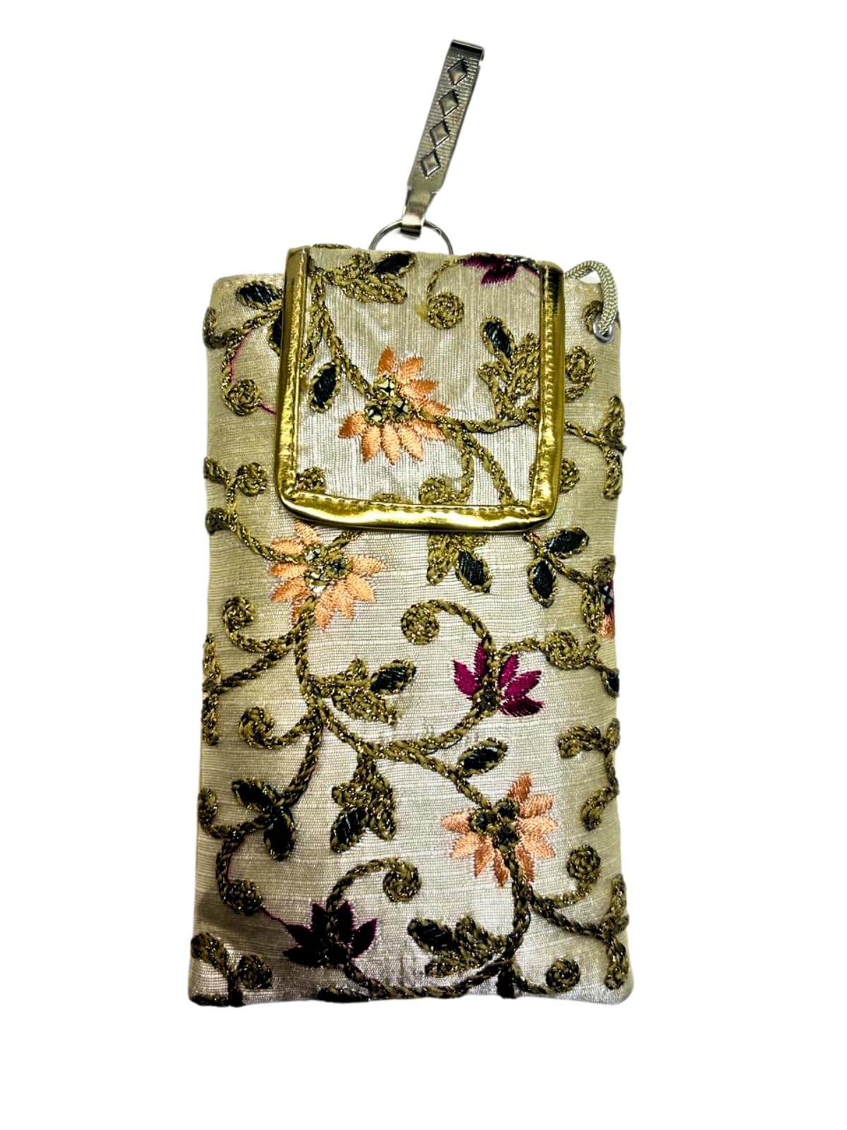 Ethnic Cream with Turquoise Embroidered Mobile Sling Potli/Pouch Purse with Waist Clip for Women/Girls (Cream with Turquoise) (B0D1VWDTQX) Amazon Price History, Amazon Price Tracker