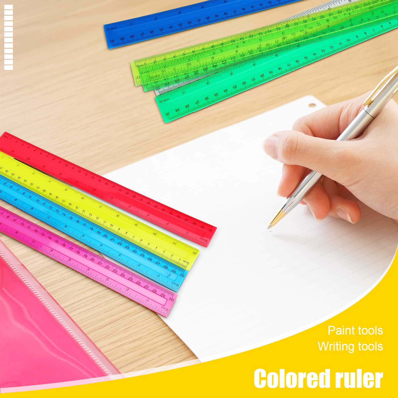 108 confezioni da 12 pollici righello in plastica, colore trasparente, righello metrico trasparente, con pollici e centimetri, per bambini, scuola, casa, classe, ufficio, ritorno a scuola