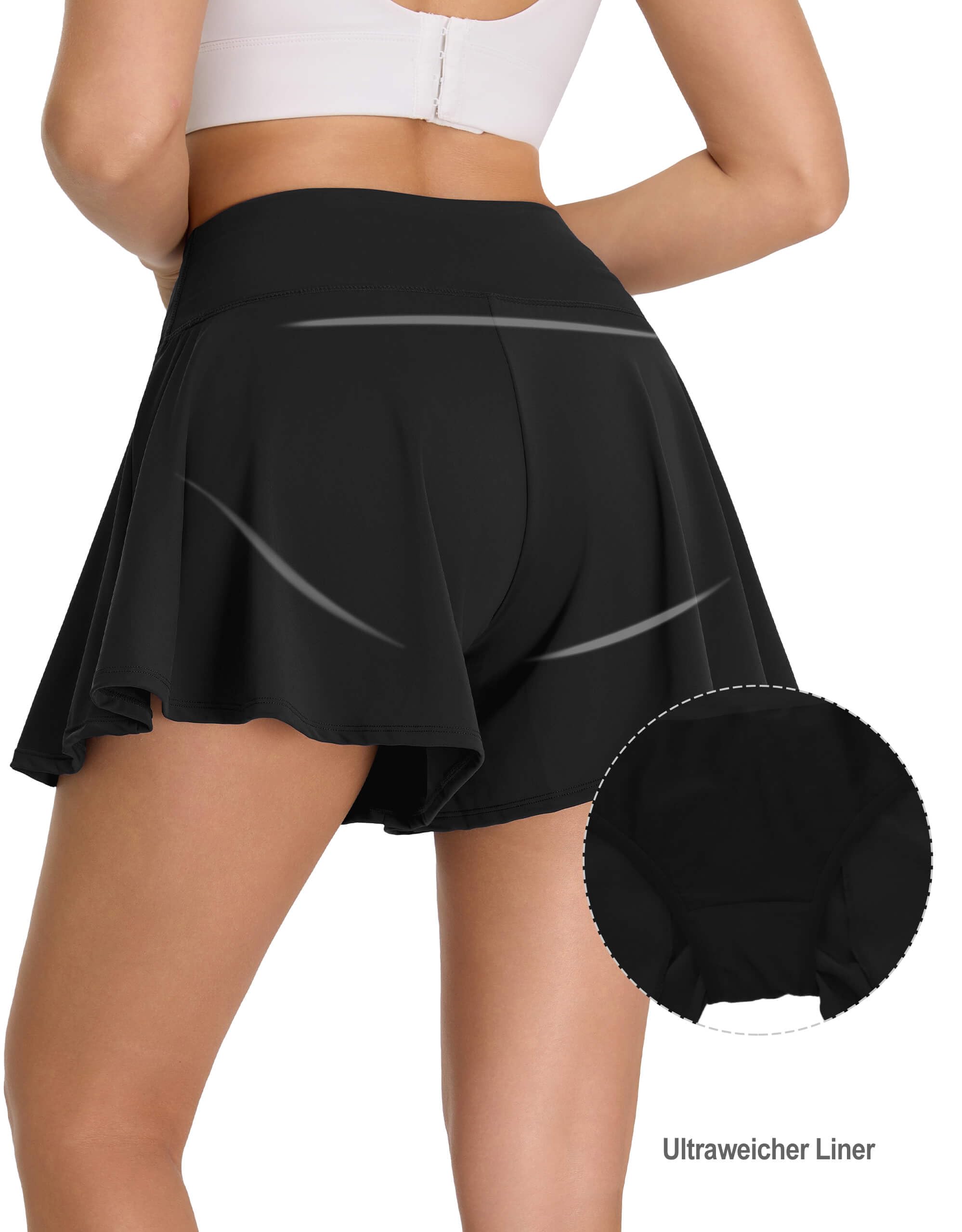 Badeshorts Damen mit Wehendem Rock, Hohe Taille Schwimmshorts UV-Schutz UPF 50+ Badehose Schnelltrocknend Chlorresistent Schwimmhose mit Taschen und Shorts-Innenfutter