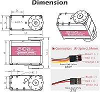 Vista 5 de RDS5180 176.4 lbs Servo Motor robótico de metal digital de alto par de torsión de doble eje Servo brazo impermeable IP66 con soportes de metal U