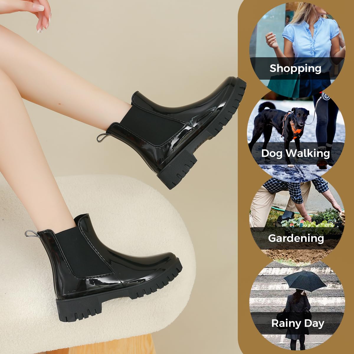 Botas de Lluvia Mujer Impermeable Botas de Agua Antideslizantes Zapatos de Jardinería