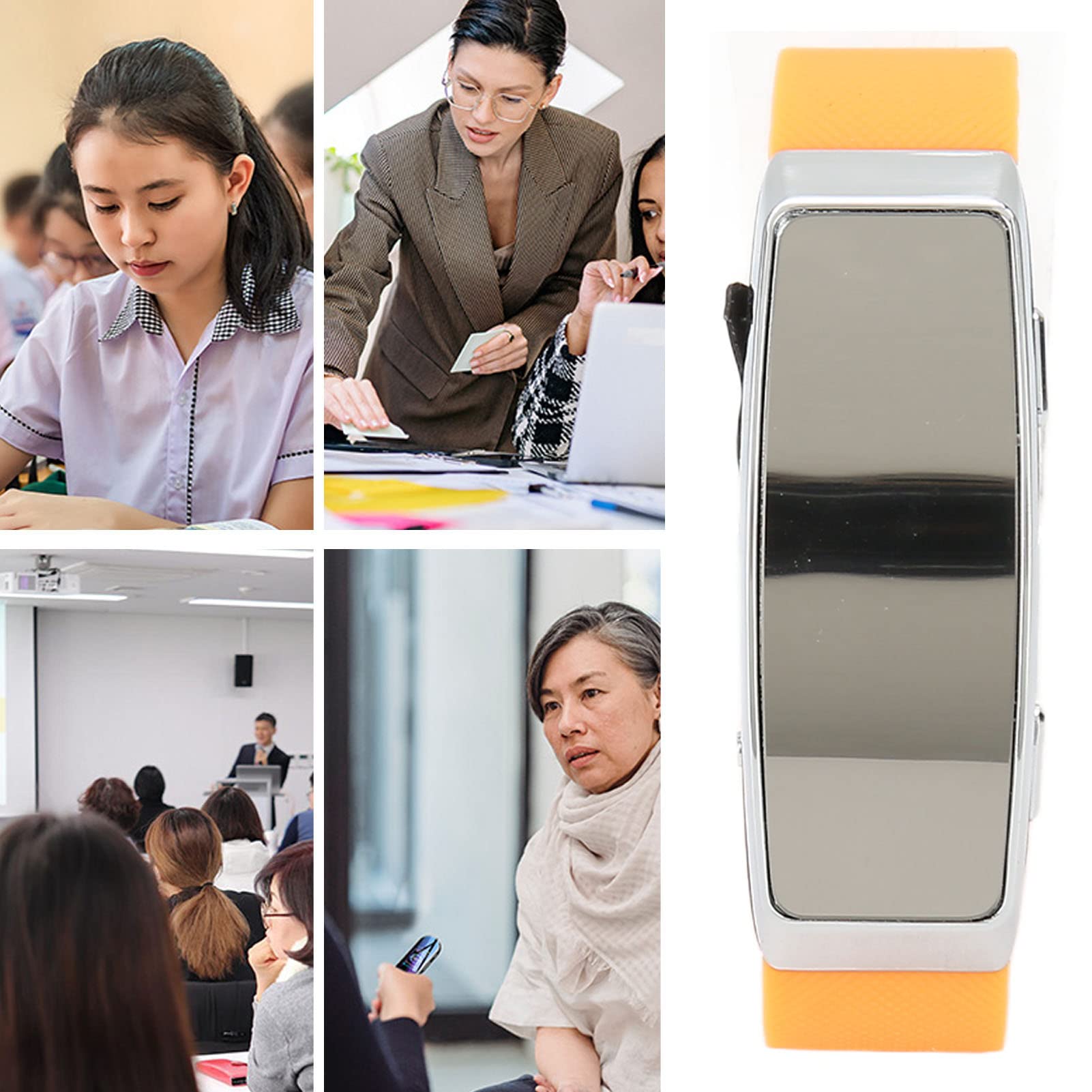 Reloj Grabador, Reloj de Pulsera Grabador Activado por Voz con Reducción de Ruido, Capacidad de Grabación de 20 Horas, Tiempo de Batería de 720 Días, para Clase de Reunión de (Naranja)