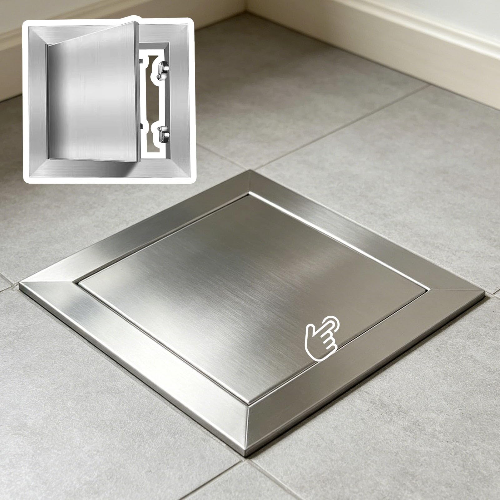 Puerta con pestillo a presión para registro de fontanería exterior e interior en baños