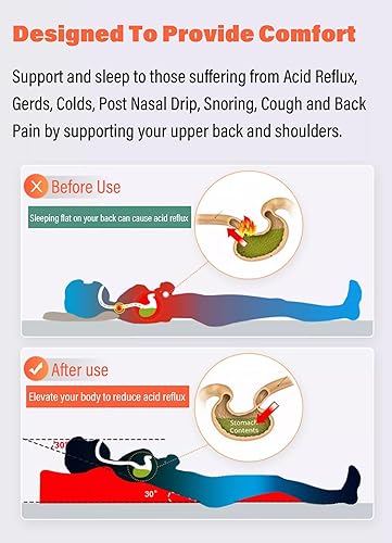 Miniatura 3 de Almohada de cuña extra anchalarga para dormir, ancianosadultosembarazadas de espuma viscoelástica plegable para poscirugía, verde y reflujo ácido