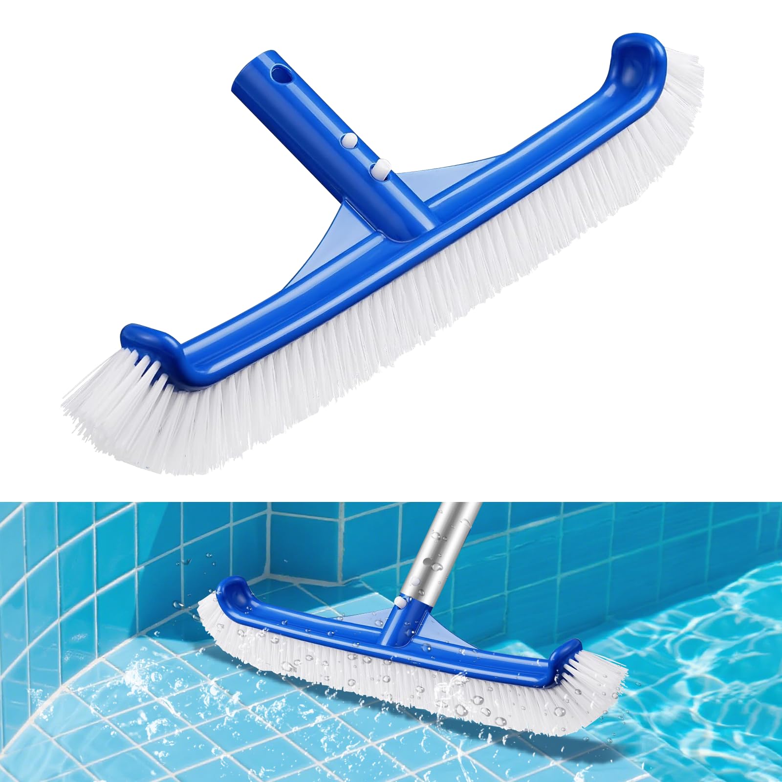 Brosse de Piscine 43cm Tête de Brosse Nettoyage Poils Nylon Extrémité Courbée