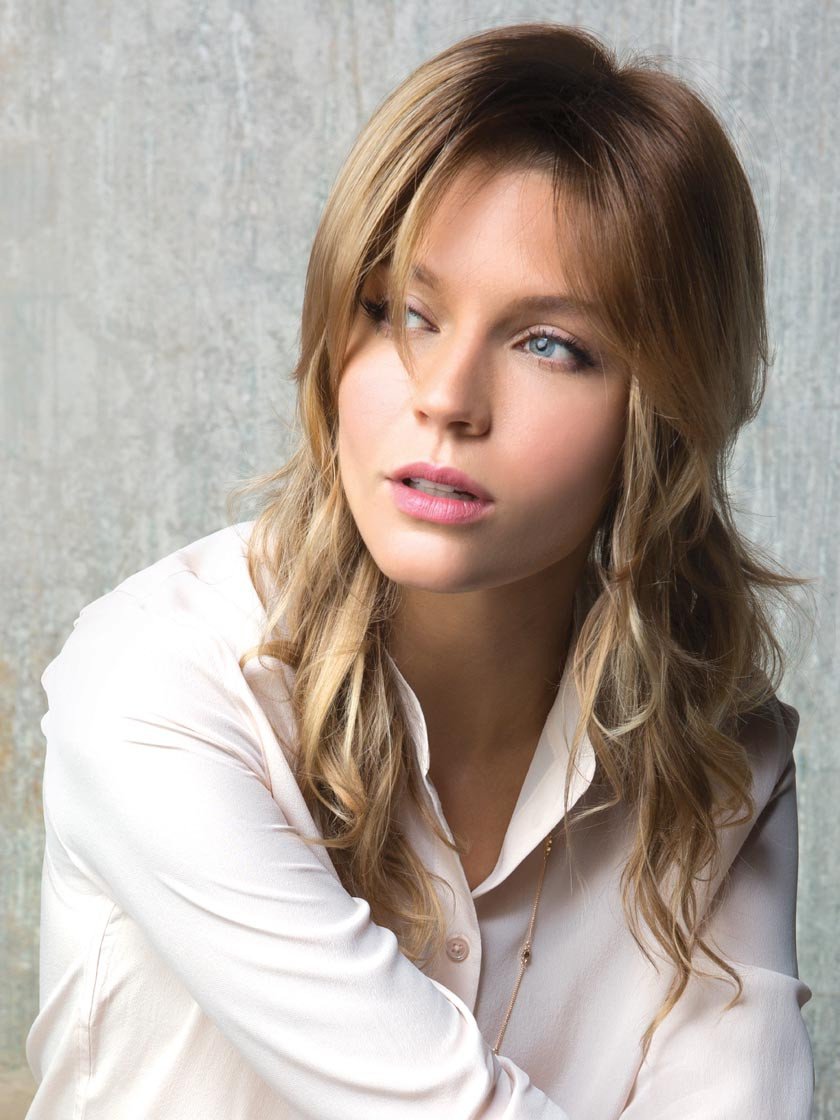 Medium Top Hair Piece Color Harvest Gold - Noriko Wigs 8" Length Women's Straight Synthetic Topper Volume Crown Fringe