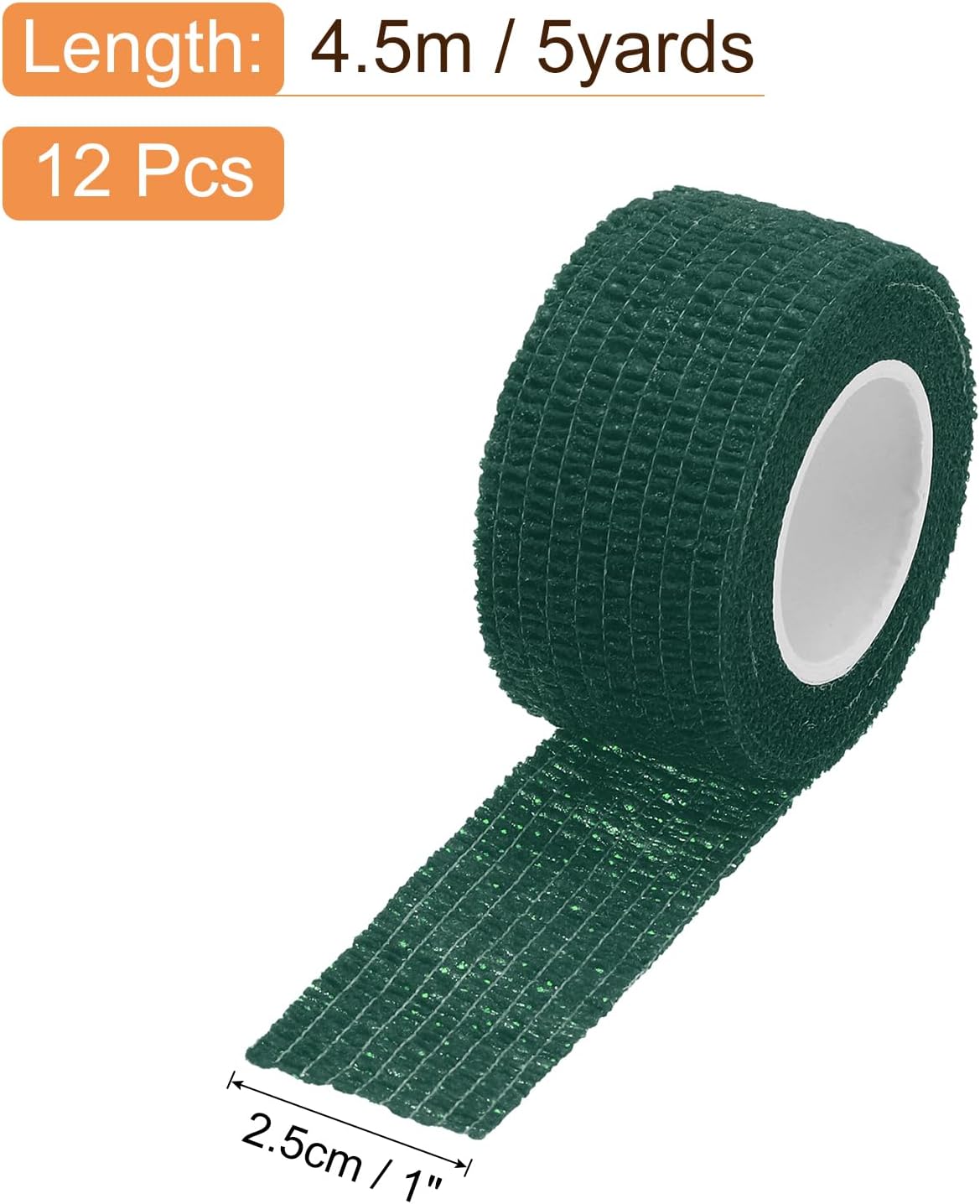 MECCANIXITY 12 Pack Elastic Cohesive Bandage Wrap 1 Inch x 5 Yards Breathable Self Adhesive Athletic Tape Roll Deep Green for Sports Wrist Ankle Support - Image 2