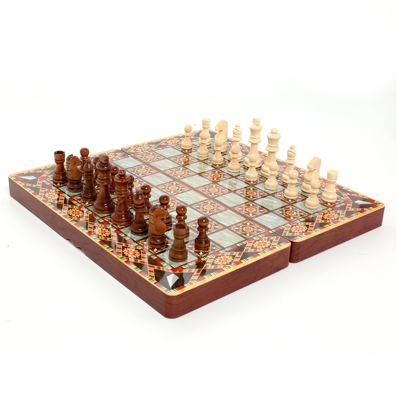 Juego de ajedrez y backgammon portátil 3 en 1 - Juego plegable 40 x 40 cm para entretenimiento intelectual (COLOR9)