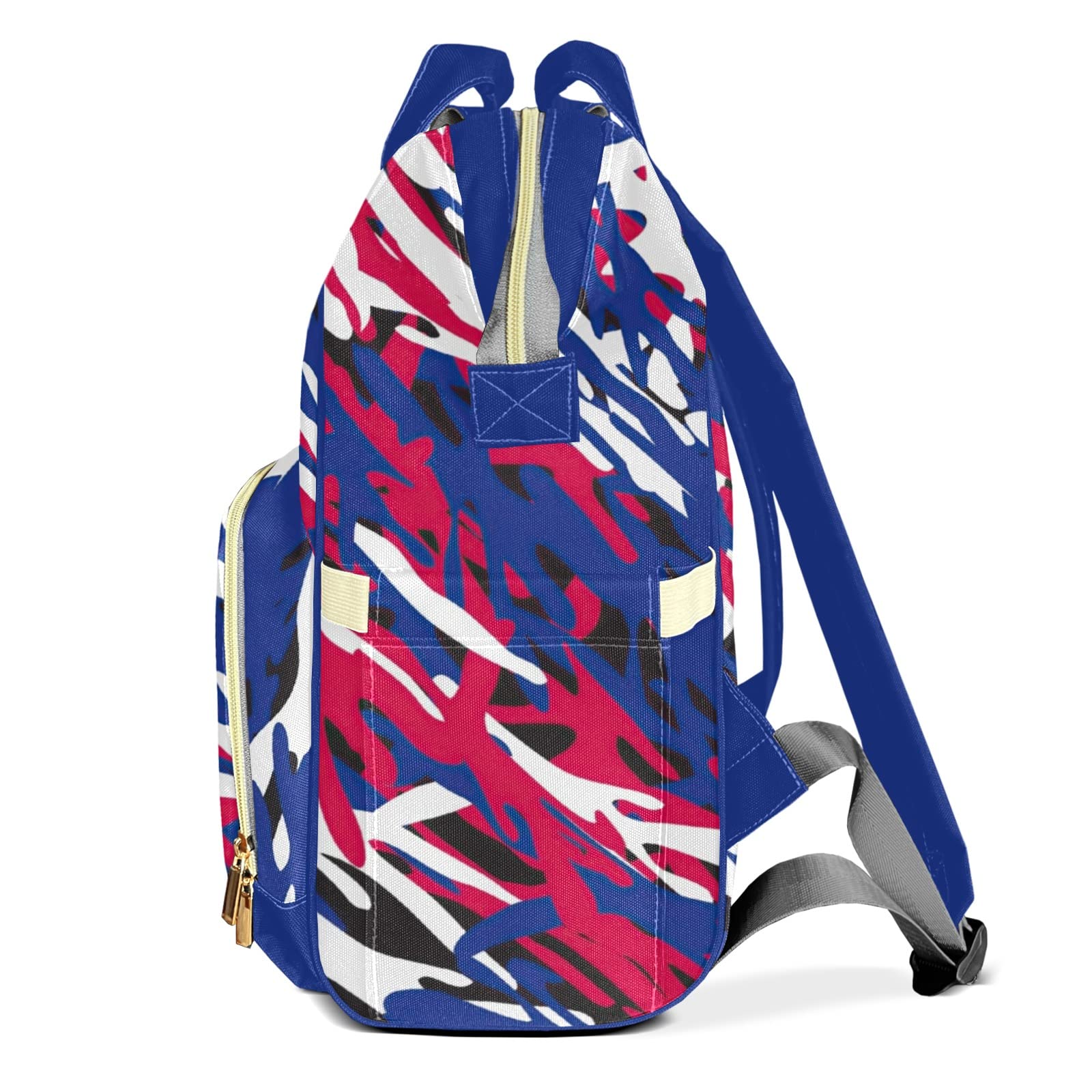 Patriotic Camouflage Mommy Bag for Baby Girl Custom Diaper Bag Backpack Waterproof Multi-Function Travel Camping Picnic Diaper Carrying Bag