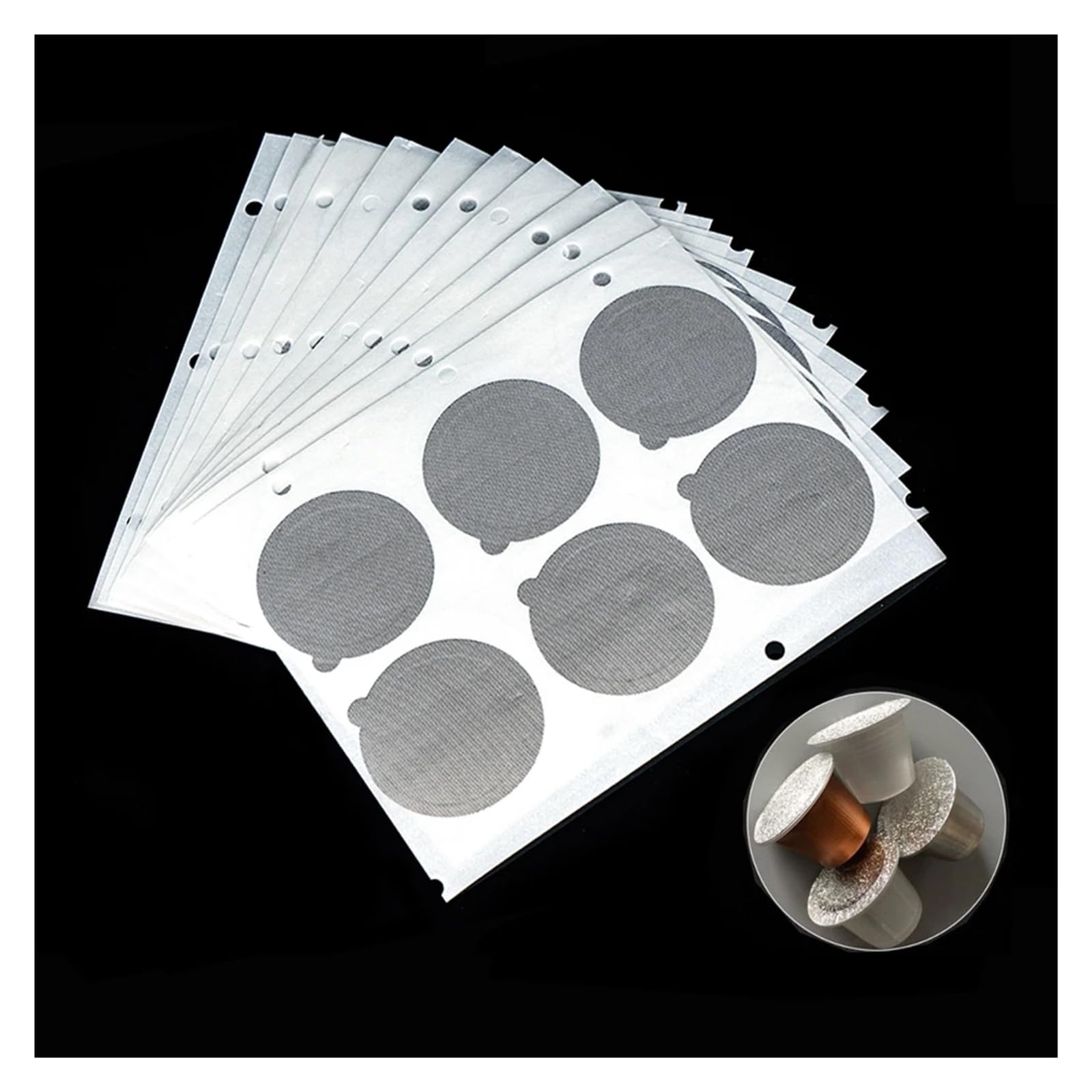Cápsula de café recargable con película adhesiva, rellenable, de acero inoxidable, autoadhesiva, de aluminio, for tapa de cafetera.