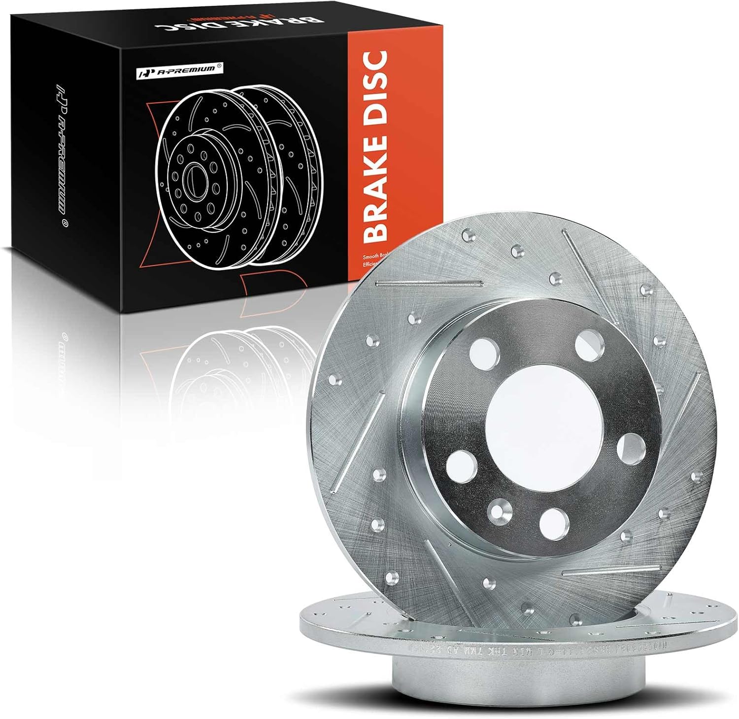 A-Premium 9.14 inch (232mm) Rear Drilled and Slotted Disc Brake Rotors Compatible with Select Volkswagen/Audi Model - Jetta/Golf 1999-2006, Jetta City 2007-2009, Golf City/Beetle/TT