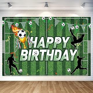 Soccer Birthday Party Backdrop Soccer Happy Birthday Banner Football Field Photography Background for Home Decorations Party Supplies 70.8 x 47.2 Inch