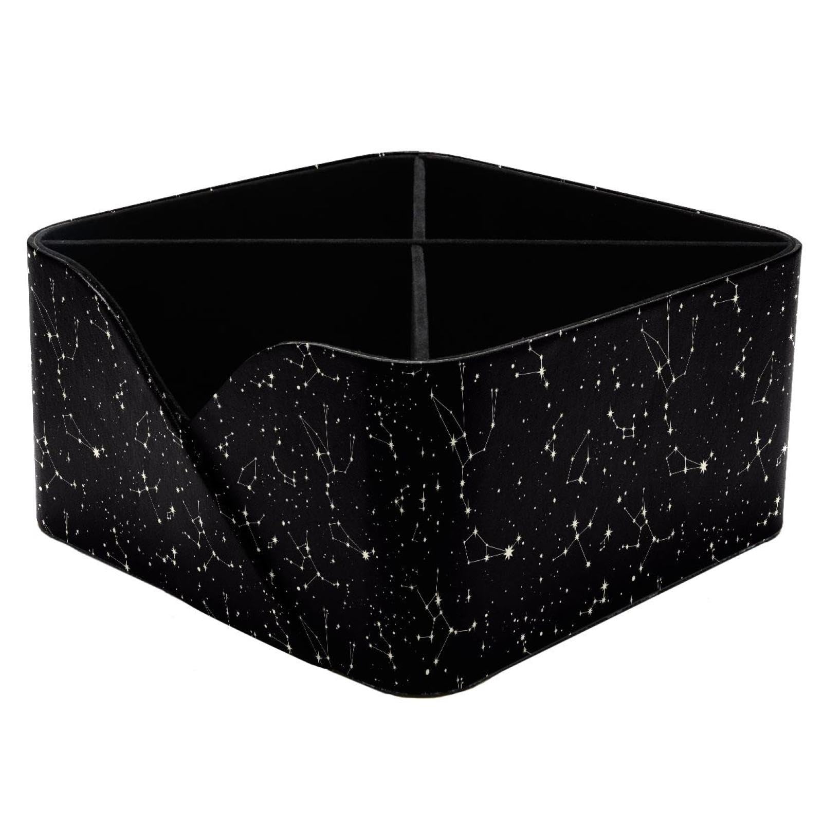 KengjuTesu Star Constellation Universe Zodiac Pattern Desktop Organizer Pen Holder, Rectangular Pencil Cup for Office, Study and Makeup Stations