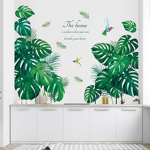 Miniatura 3 de DECOWALL SG2-2210 - Calcomanías de pared de hojas tropicales para plantas, hojas verdes de palmera, para dormitorio, oficina, sala de estar,