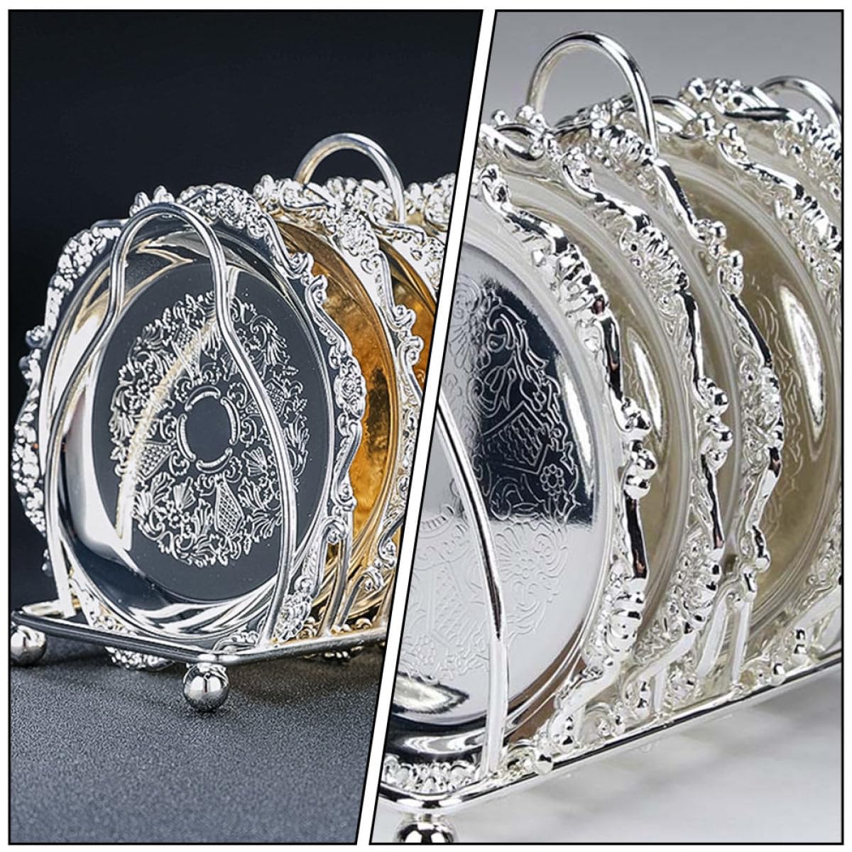 SUPVOX Juego de Plato de Fruta de Metal con Seis Platos Soporte, Diseño de Lujo para Aperitivos y Snacks en Sala de Estar o Fiestas