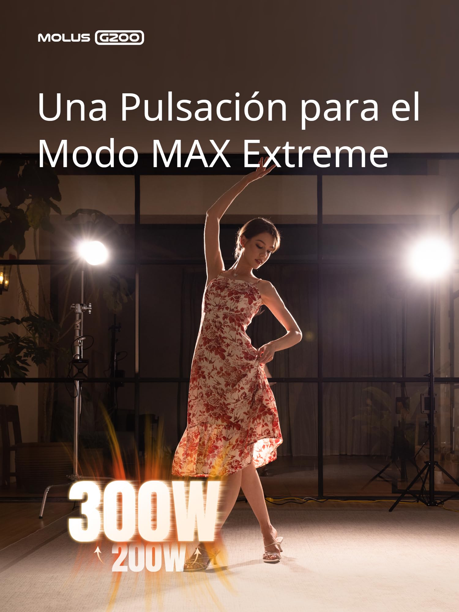 ZHIYUN MOLUS G200 [Oficial] 200W Luz de Video con Montura Bowens, Luz Continua fotografia con Sistema de enfriamiento DynaVort Ultra silencioso, Control de aplicación ZY Vega, 85800Lux/m 2700K-6500K