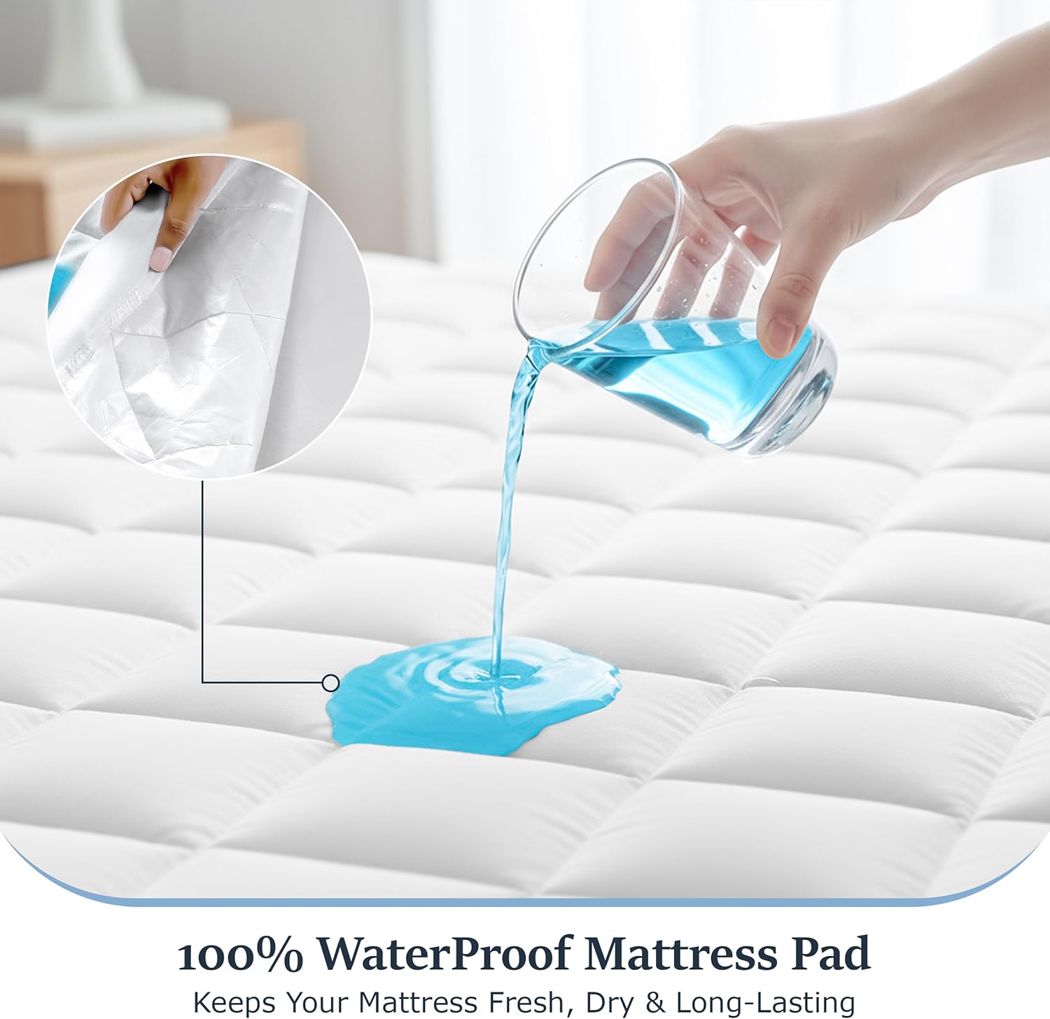 LUX Décor California King Mattress Pad - 8 Pack - Quilted Elastic Fitted Mattress Cover Protector Upto 16 Inches Deep Pocket - Soft Breathable Noiseless Mattress Topper (72 X 84)