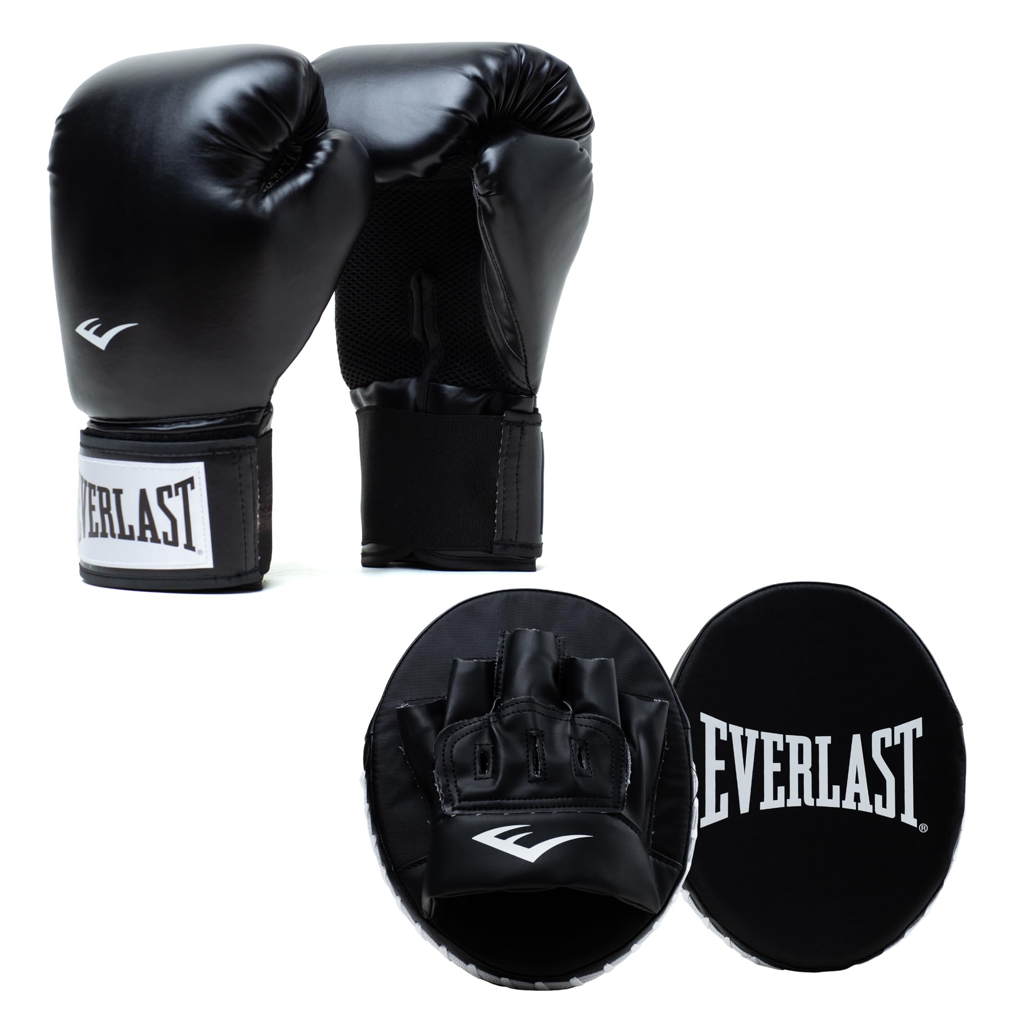 Everlast Prostyle 2 Kit Guanti da Boxe e Colpitori 14oz, Neri, per Sacco e Lavoro ai Colpitori, Imbottiti in Schiuma - Equipaggiamento Everlast Originale