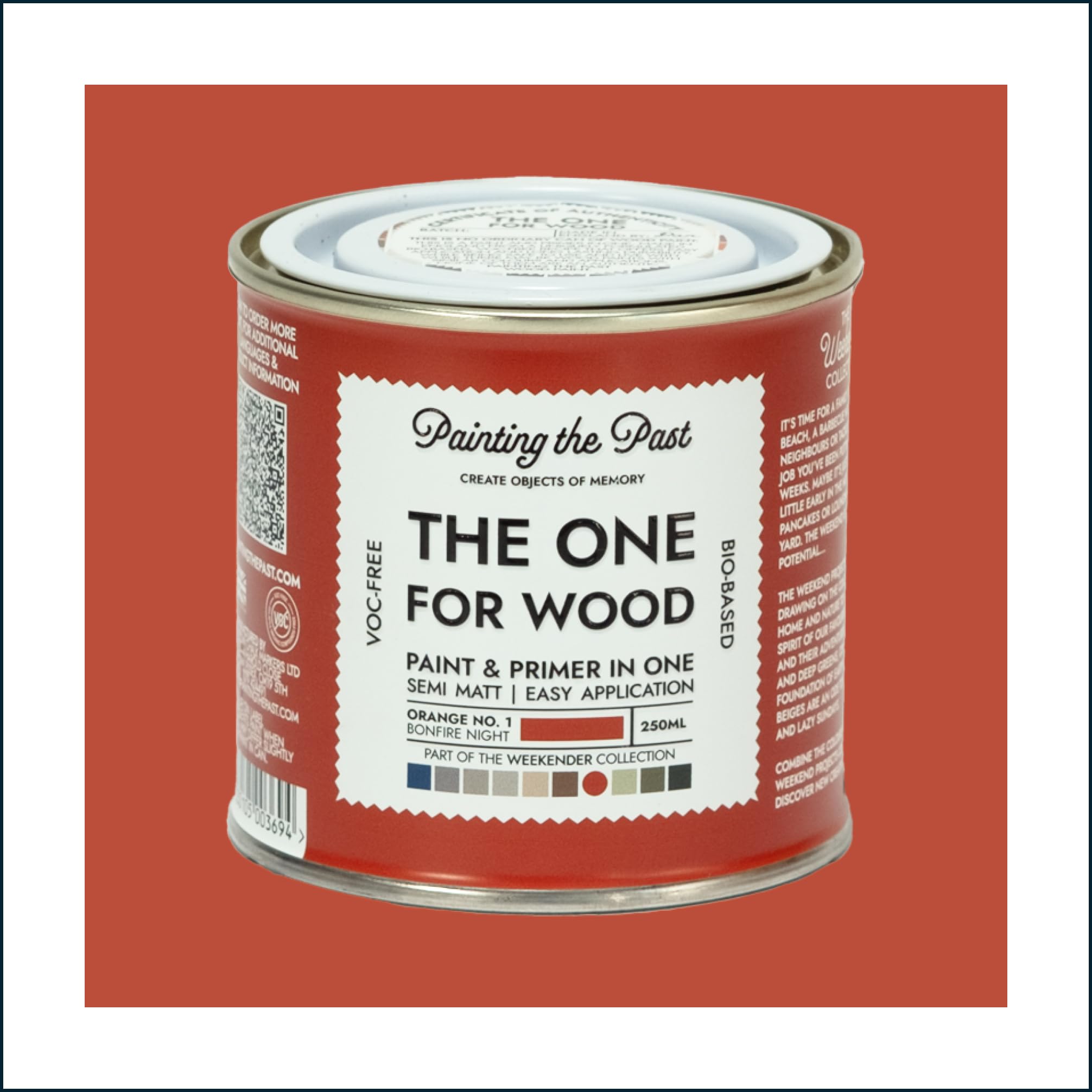 Painting The Past Orange No. 1 Bonfire Night The One For Wood Paint & Primer 250Ml | Semi Matt Finish, Bio-Based & Voc-Free Formula For Wooden Furniture & Surfaces | Durable & Easy Indoor Home Decorating