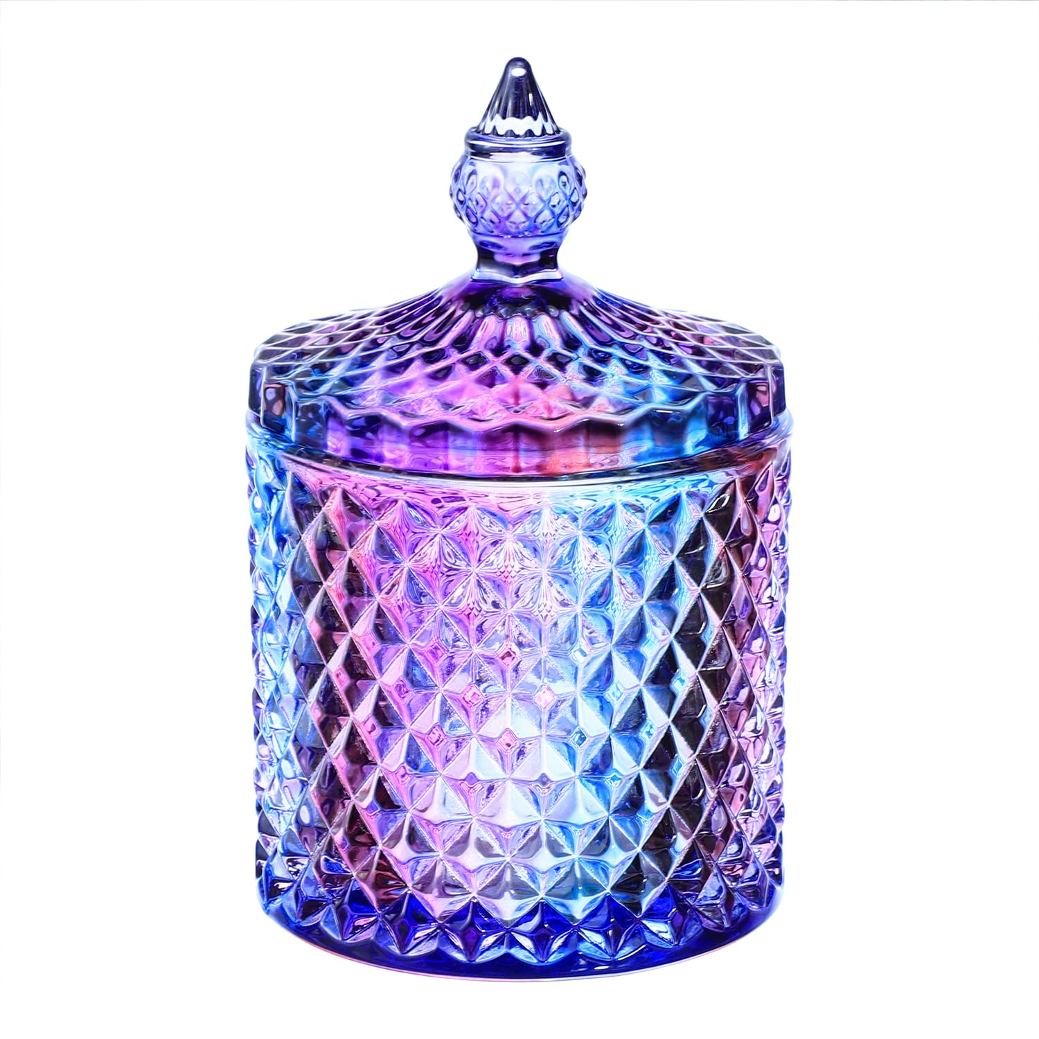 Gaolinci Vintage European Royal Glass Jar, Candy Jar with Lid Small Item Storage Jar (Purple Glaze)