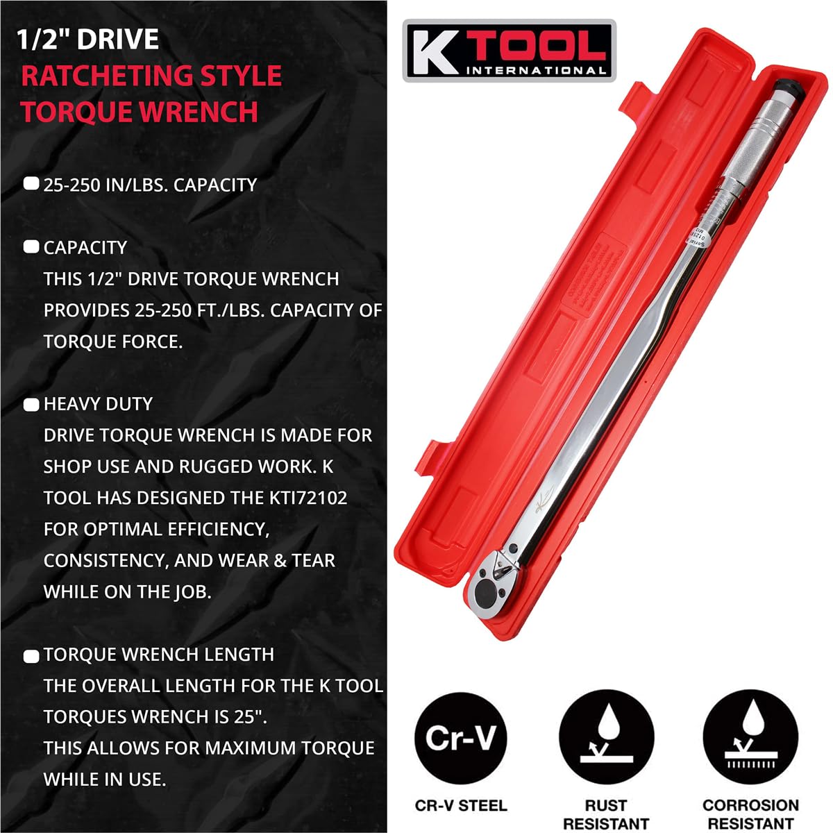 Amazon.com: K Tool International 72102 Ratcheting Torque Wrench
