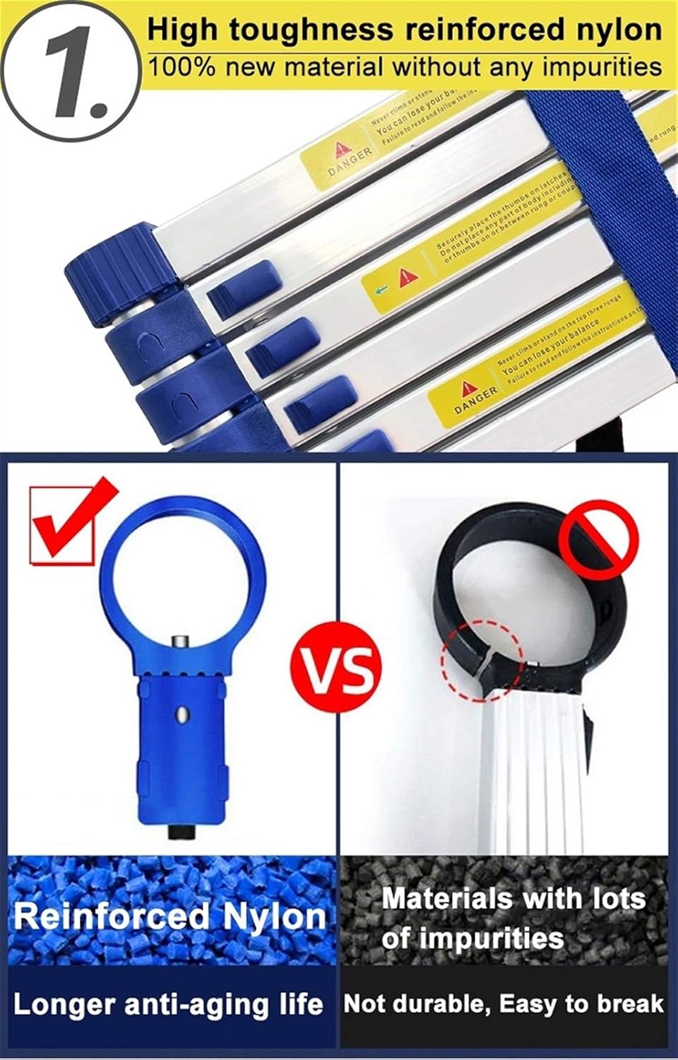 Telescopic Ladder 5m/6m/7m/8m Tallest Telescoping Ladder, Foldable Telescopic Extension Ladders for Home Attic & RV Work, Load 150kg (Size : 1.4m/4.6ft) Star of Light