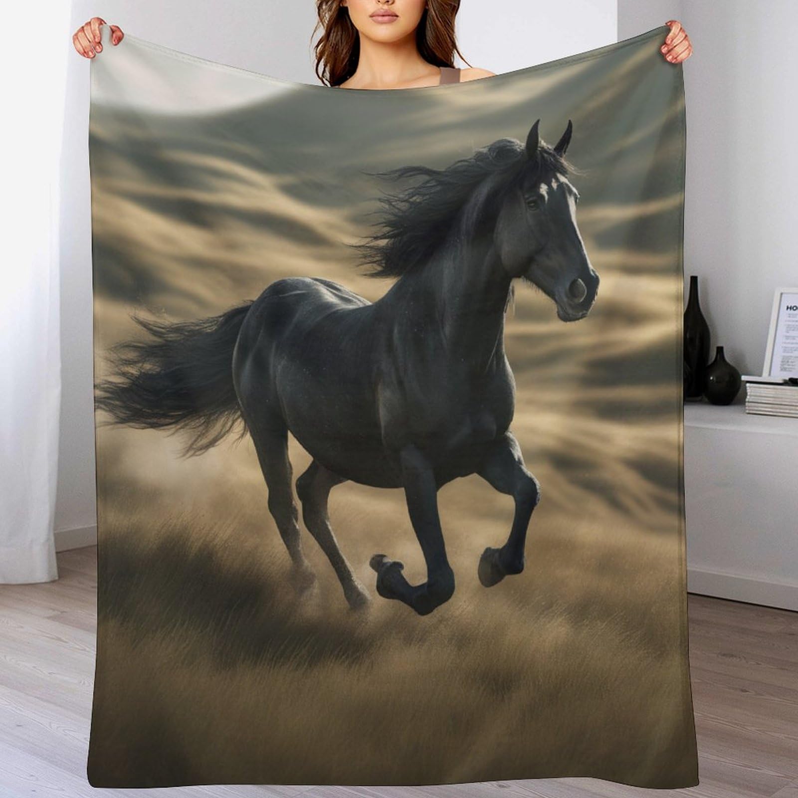 Couverture polaire cheval couvre-lit flanelle douce plaid pour canapé
