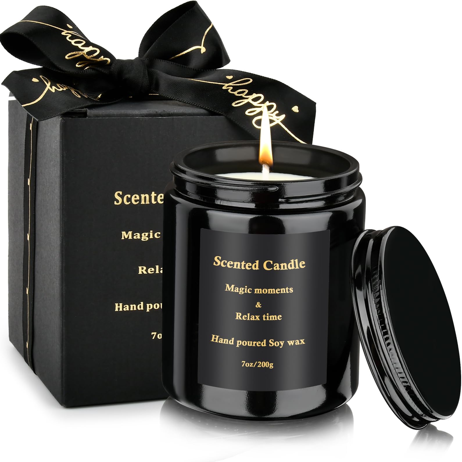 CENBEN Scented Candle Set, Birthday G ifts for Men Women, Soy Candle G ift Set, Funny Candle G ifts for Mum Dad Girlfriend Wife Boyfriend Husband, House Warming Candle (Black)