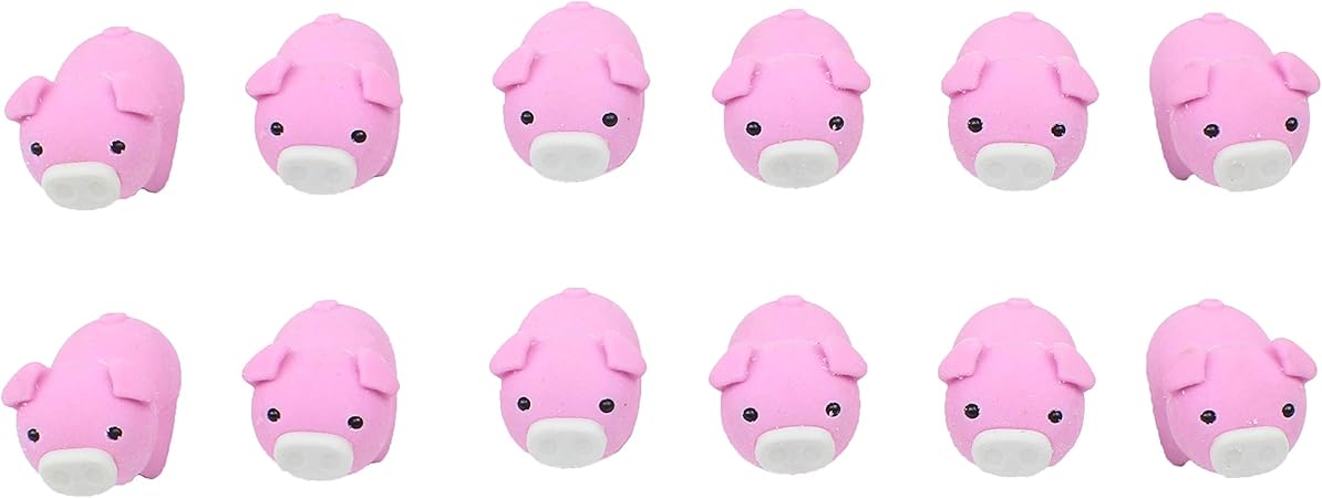 Amazon Co Jp かわいいピンクの豚消しゴム 12個セット 農場の動物おもちゃ 教育ギフト おいしいバッグ パーティー記念品 学校 子供 男の子 女の子 子供 ホビー