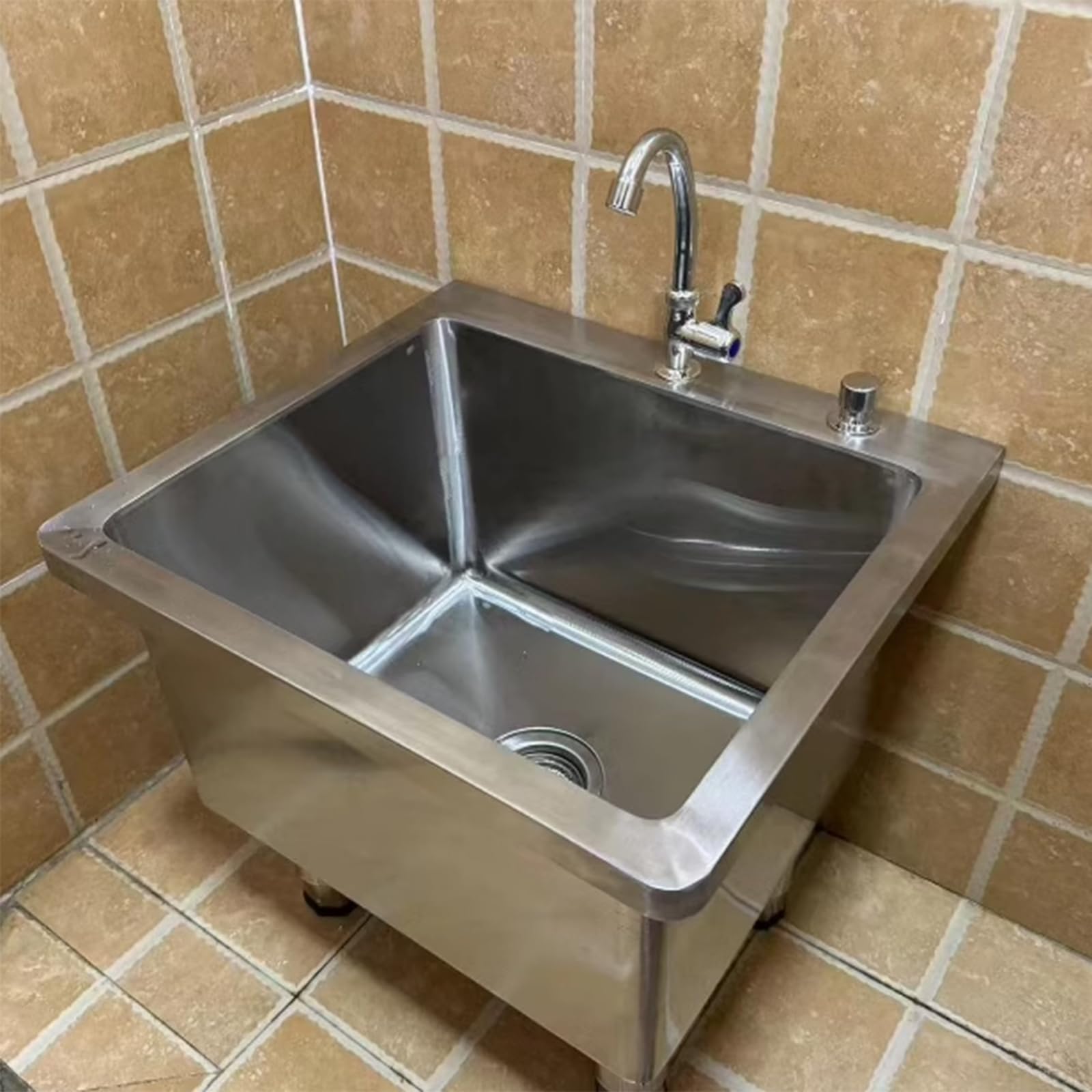 Vasca per la toelettatura degli Animali Domestici in Acciaio Inox, Adatta a Mamme e Animali di Piccola Taglia, bacinella per Il Bagno dei Cani in casa (60 cm/23,6 Pollici).