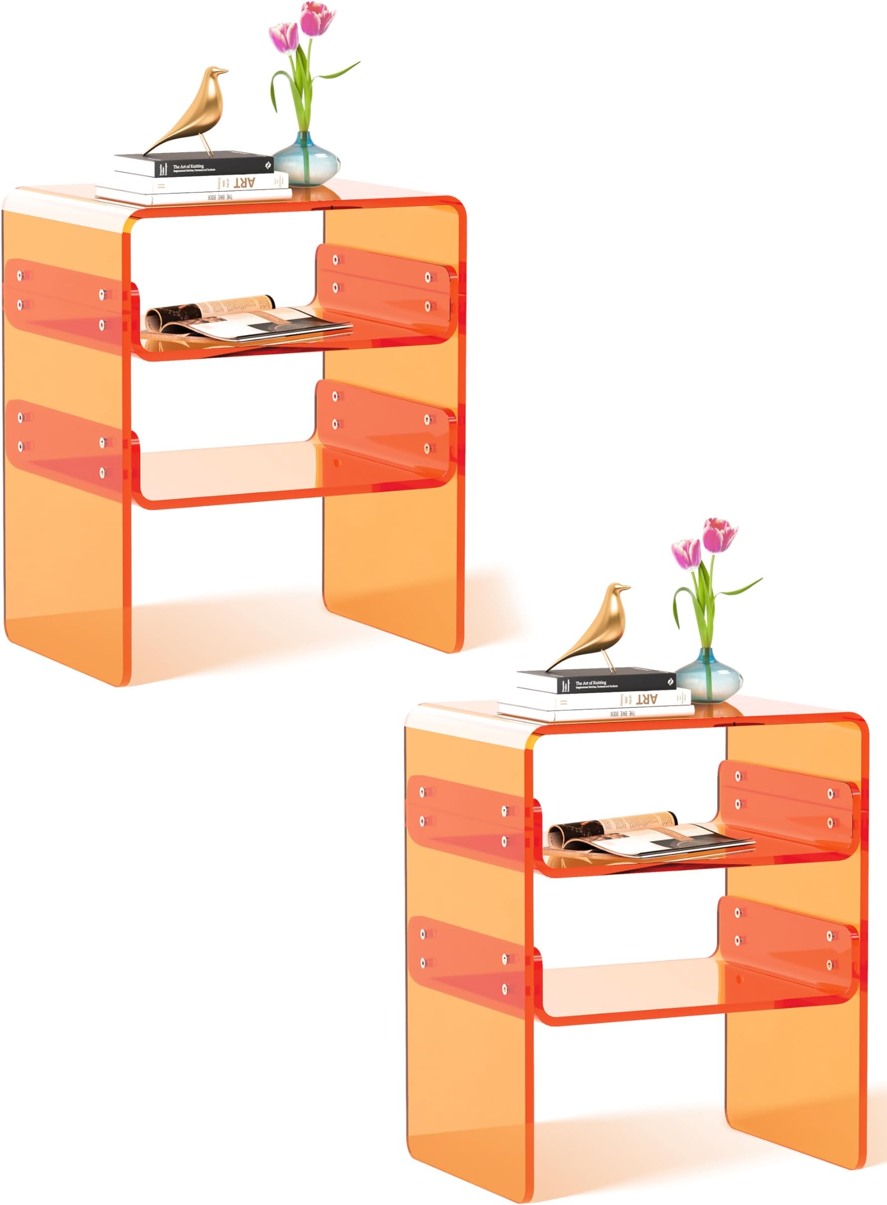 Clear Acrylic 3-Tier End Table/Nightstand – Sleek Bedside Storage with Durable Design, Perfect for Bedrooms, Living Rooms, or Modern Interiors – Ideal as a Bedside Table or Sofa Side Piece