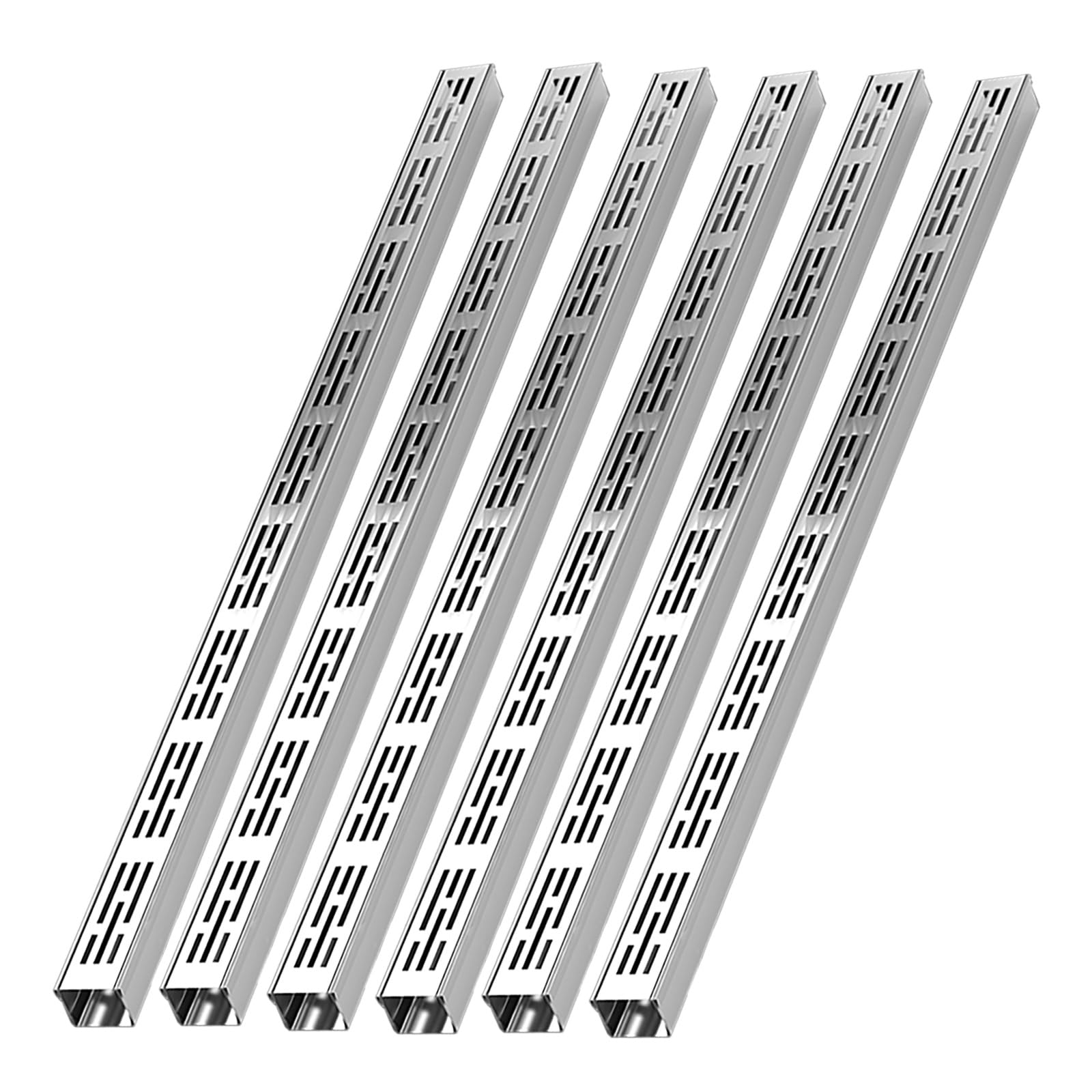 SUS Concrete Drainage Channel Driveway - Low Profile Trench Drain Set with Metal Grate(6 Pcs 10x5cm)