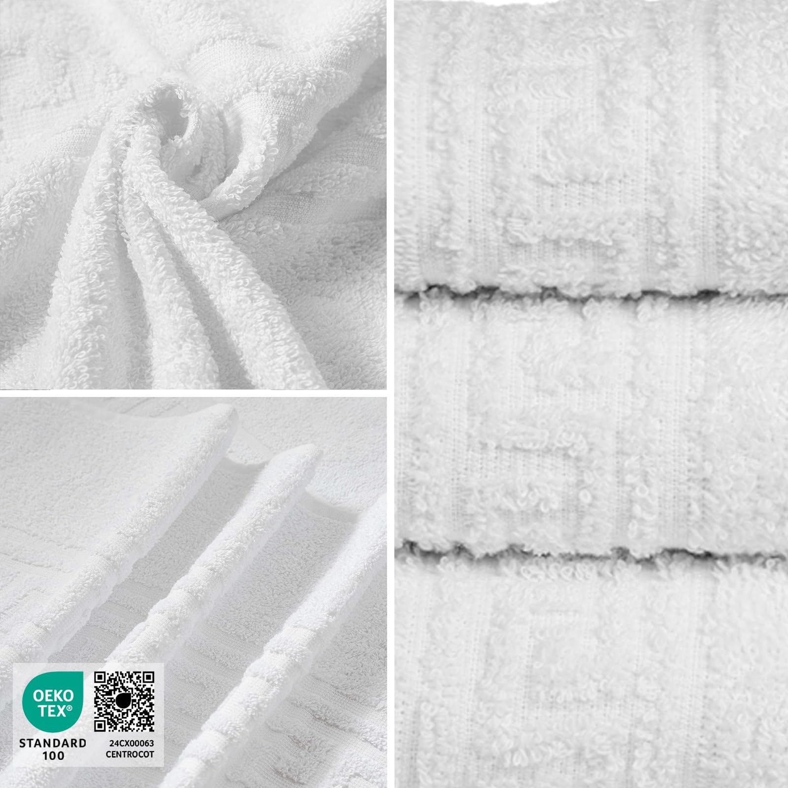 nice homeit Set in 4 Asciugamano in 100% cotone filato ad anello – Adatto sia per uso quotidiano che sportivo – Extra Morbidi e Assorbenti. MADE IN ITALY – 60 X 100CM (BIANCO)