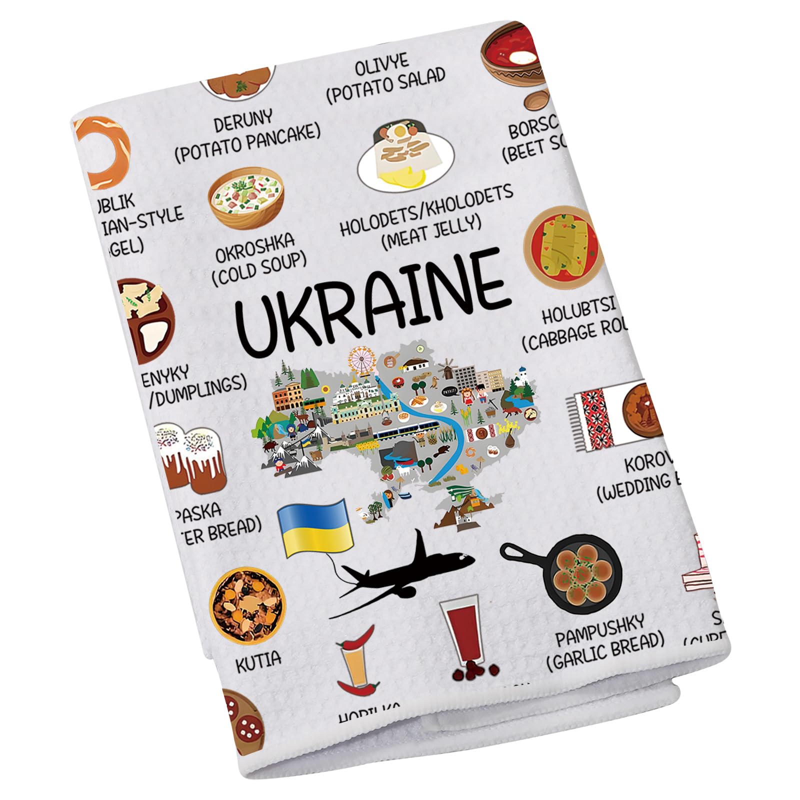 Ukraine Country Map Europe Cuisine Lover Kitchen Towel Mom Dad BFF Ukrainian Food Cooking Travel Dish Towel Gift (Ukraine)