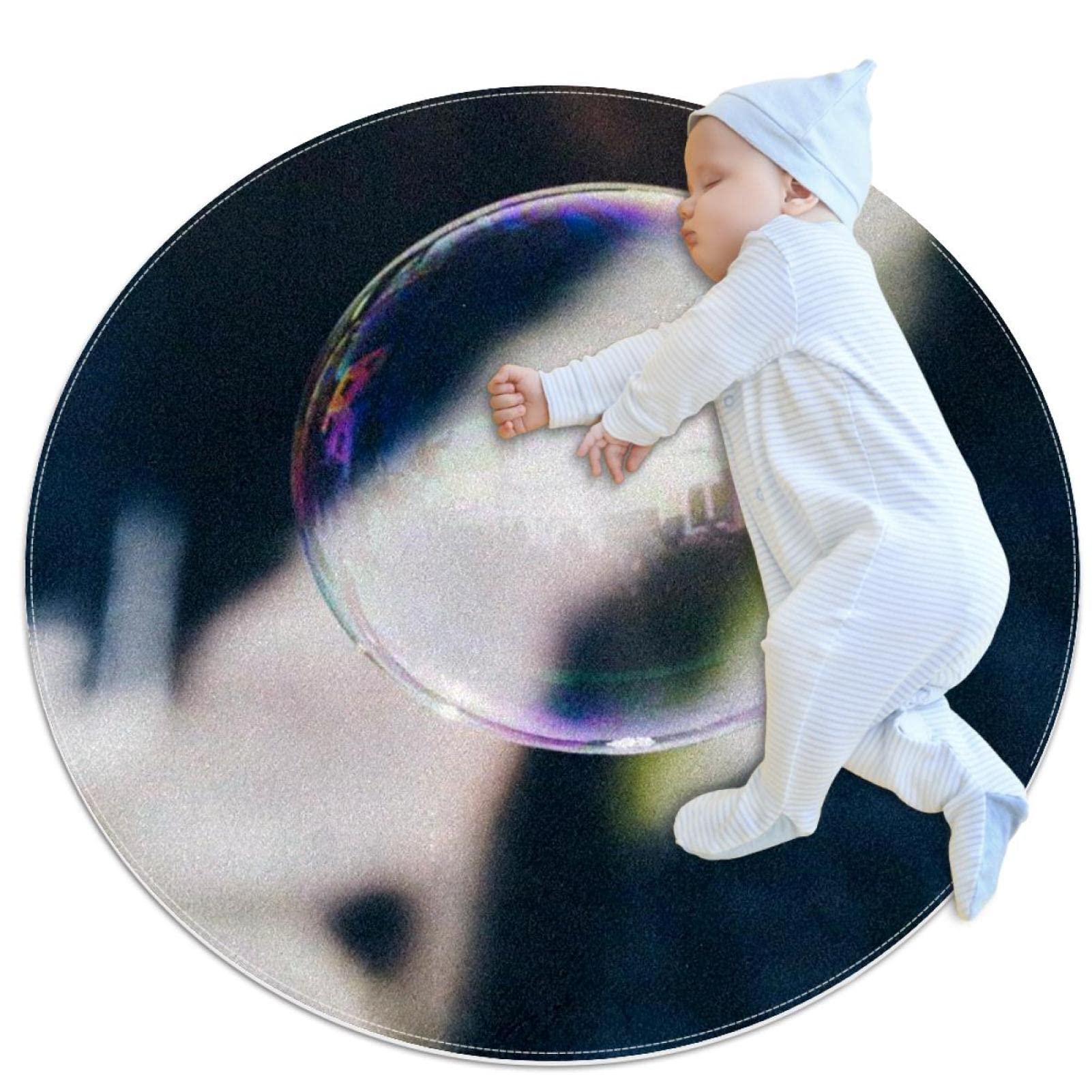 Tapis de salle de bain antidérapant à bulles rond 1m pour chambre d'enfant et descente de lit