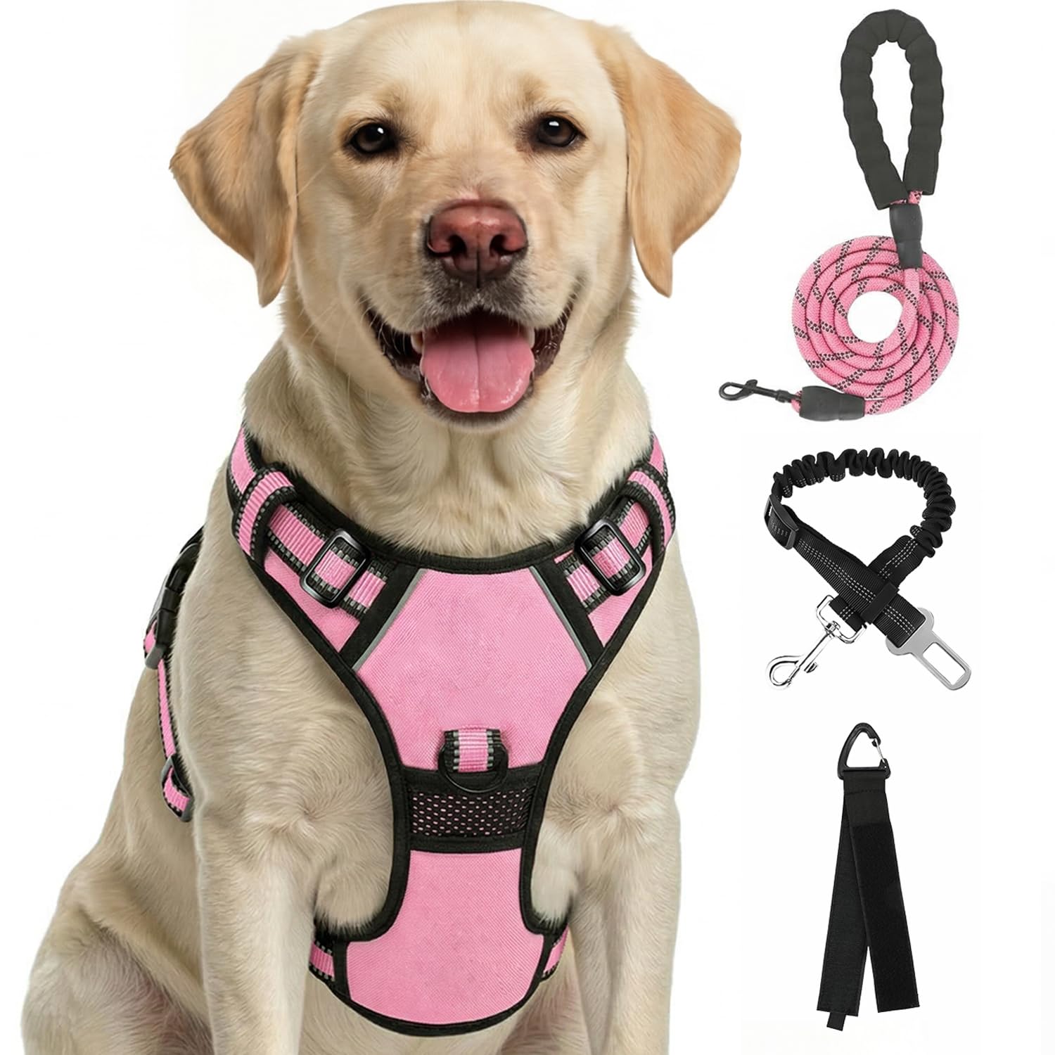FURRYFECTION Anti Zug Hundegeschirr, Brustgeschirr kleine Hunde Sicherheitsgeschirr Welpen, Antizuggeschirr Erziehungshalsband Welpengeschirr reflektierend, Rosa