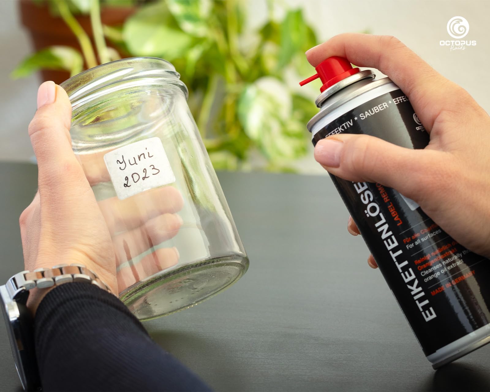 Octopus środek do usuwania etykiet i kleju w sprayu, środek do usuwania uporczywych pozostałości, z olejkiem pomarańczowym – 200 ml