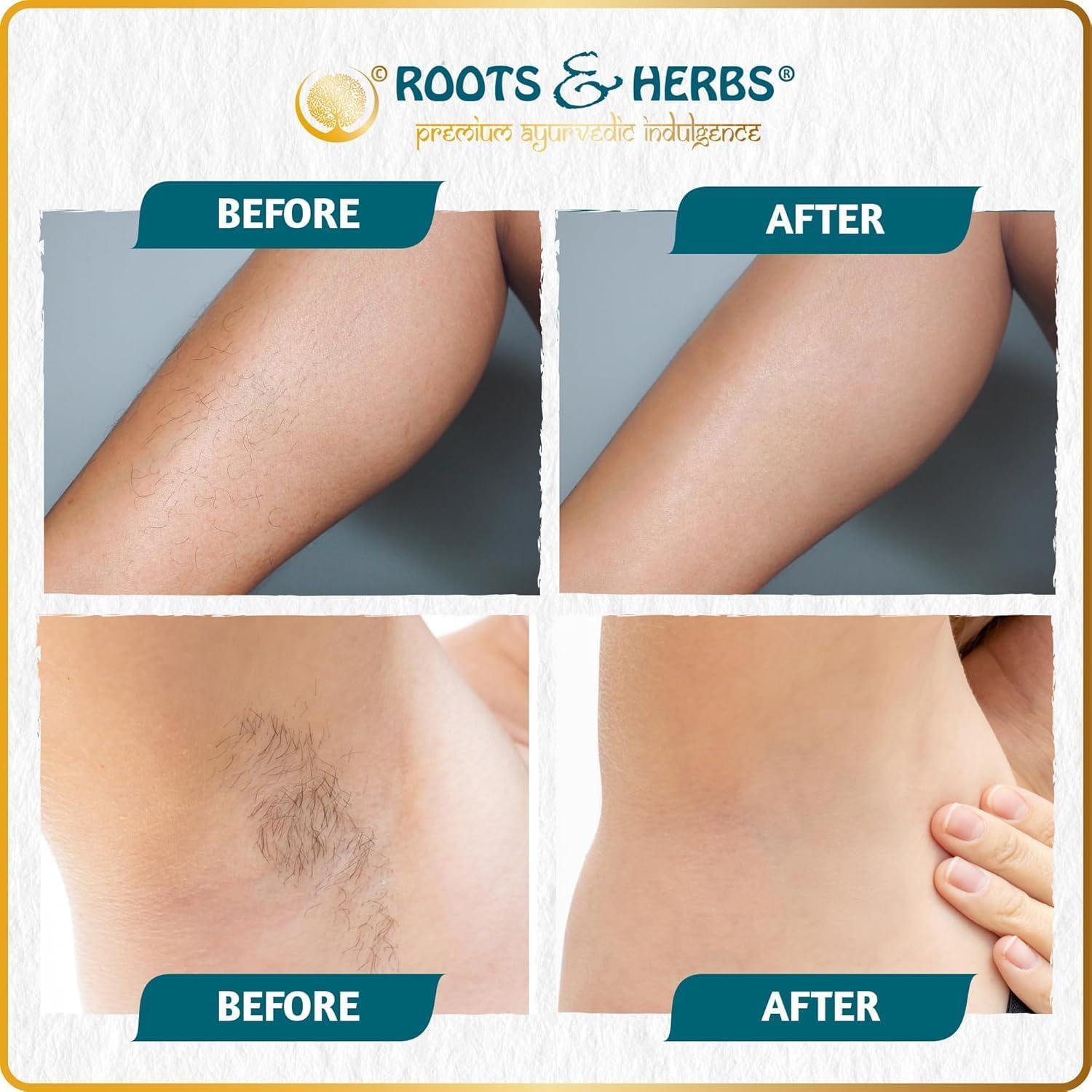 Roots and Herbs Neem - Maschera per depilazione al finocchio, per donne e uomini, gambe, ascelle, petto, con erbe ayurvediche per tutti i tipi di pelle, 470 ml (confezione da 1)