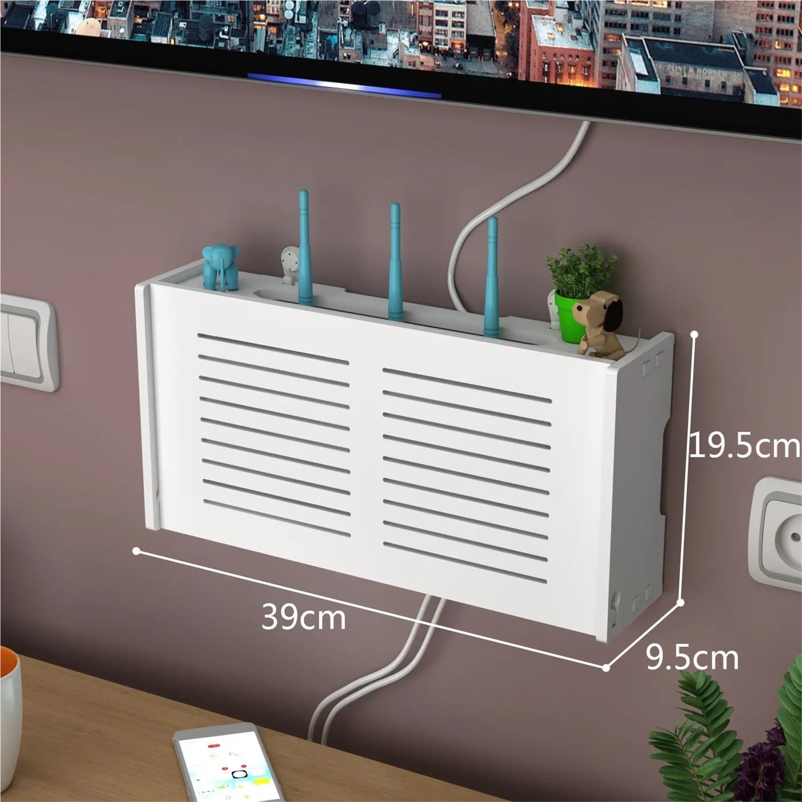 Router-Aufbewahrungsbox Wifi Router Lagerung Box Wand Montiert Wireless Panel Regal Stecker Bord Halterung Kabel Organizer Wohnkultur