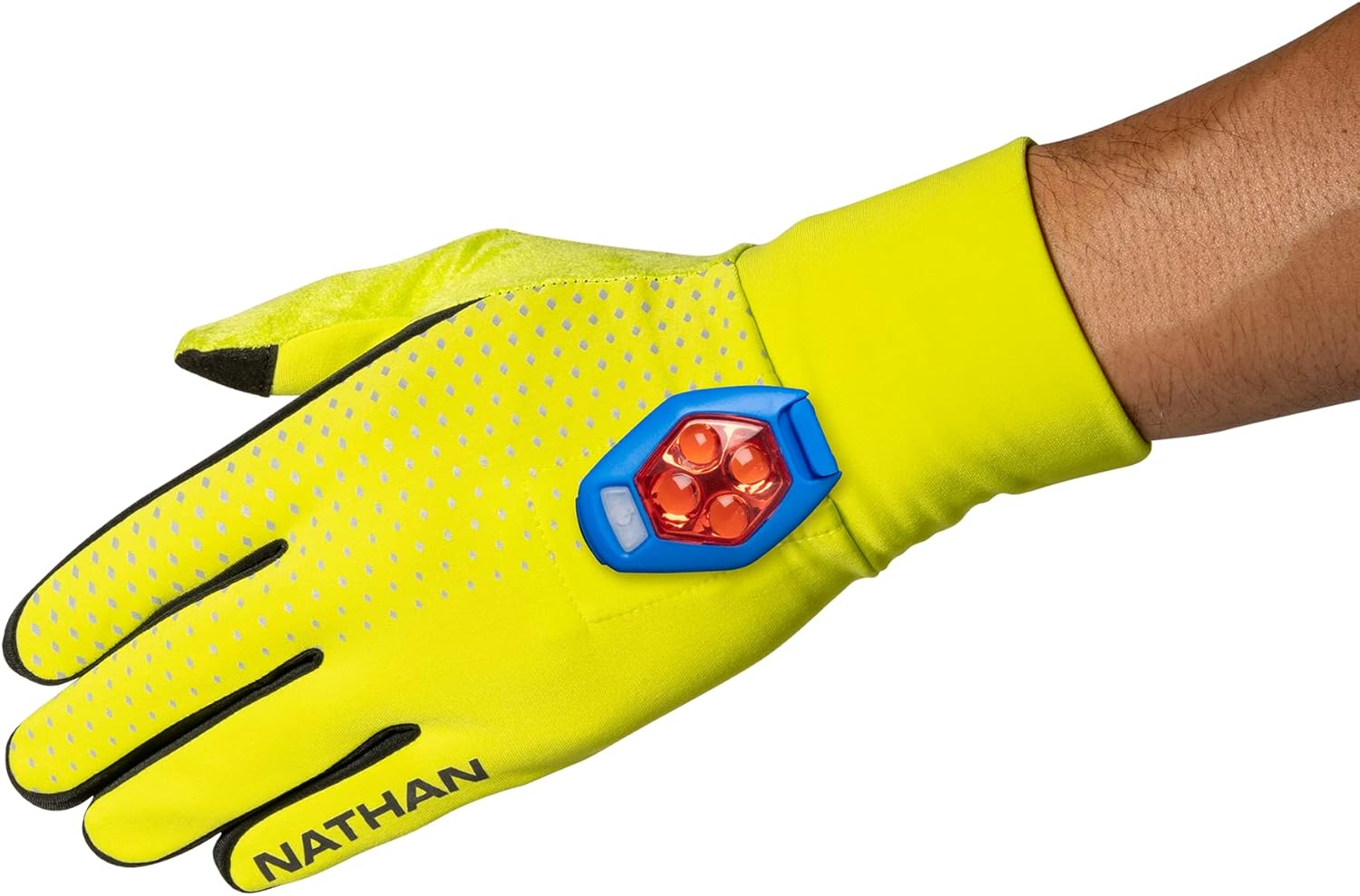 Nathan Reflective Gloves. for Running and Outdoor Activity. Touch Screen Finger for Smartphone Use.