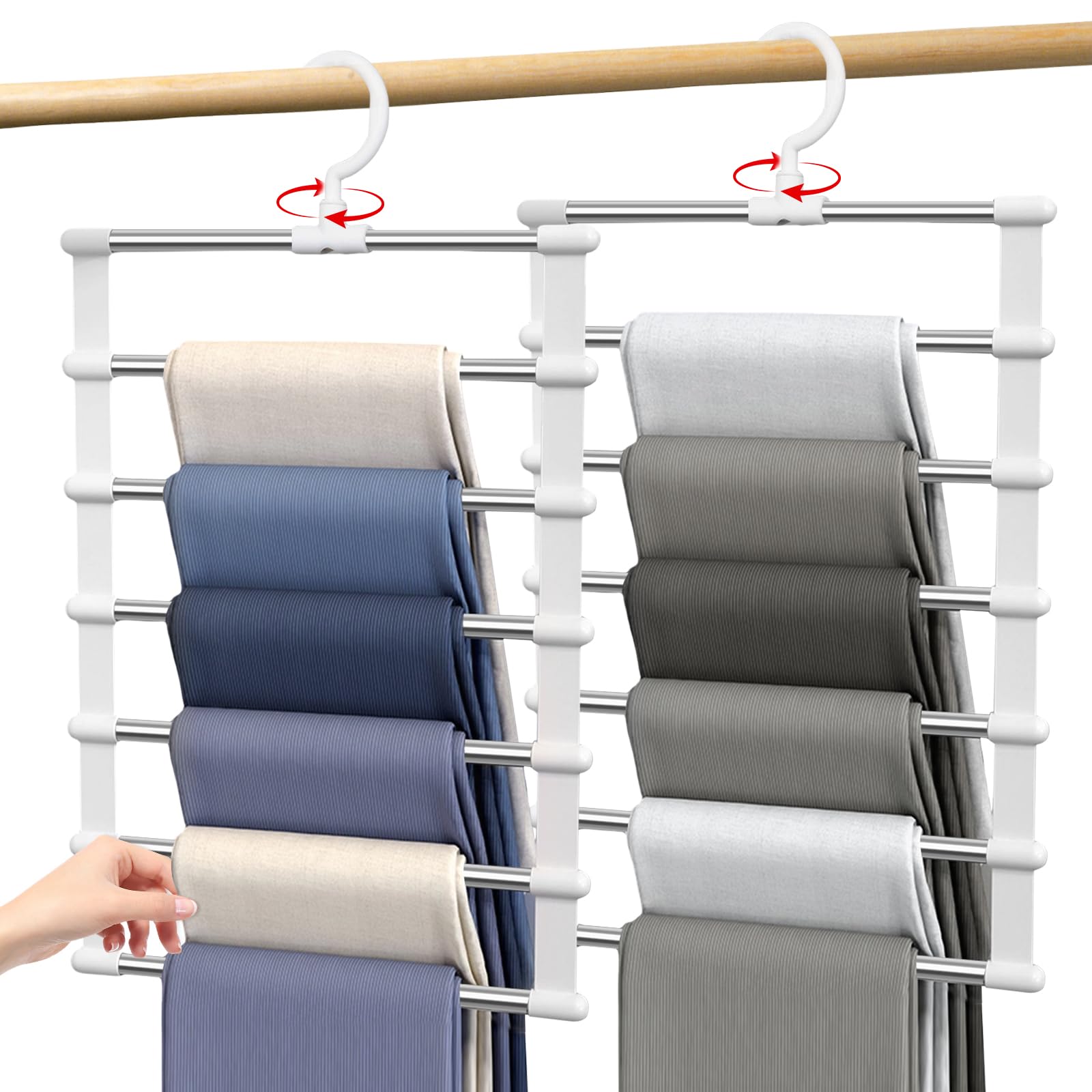 2 Stück Faltbare Hosenbügel - Platzsparender Kleiderschrank Organizer Für Hosen & Handtücher