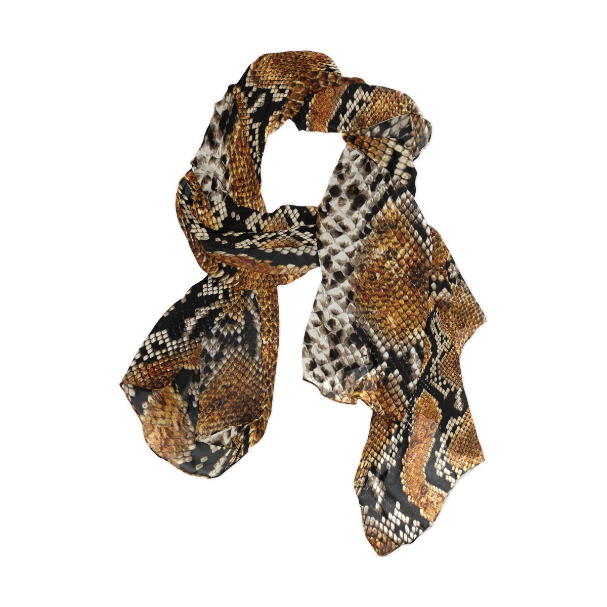 linomo Women's Chiffon Silk Large Scarf Snake Skin Leopard Print Long Shawl Wrap Silk Like Scarf